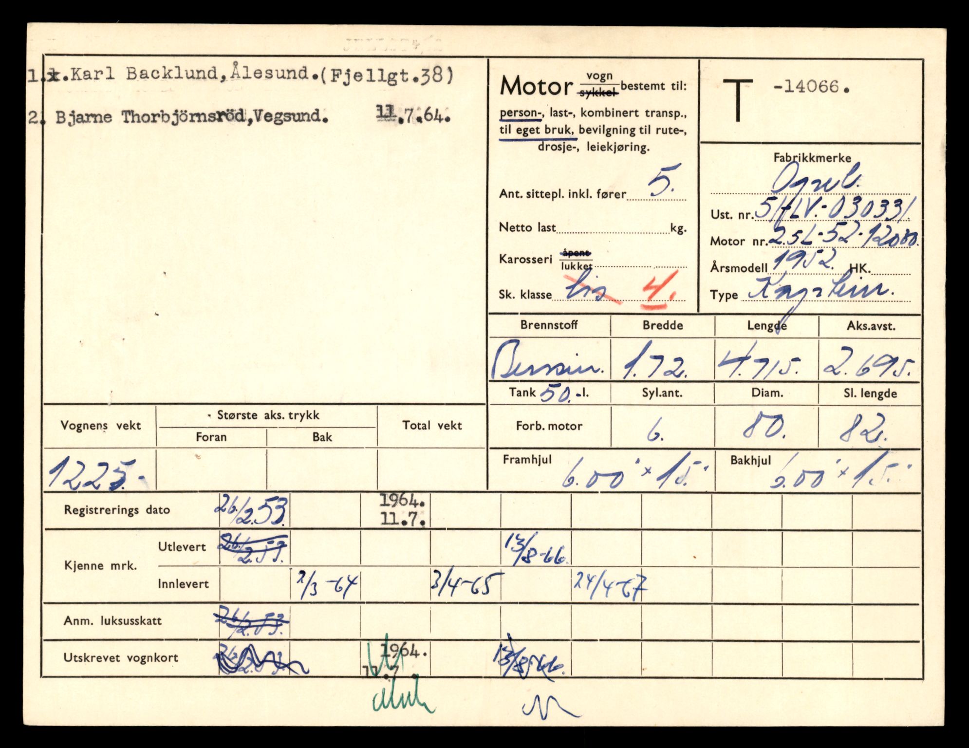 Møre og Romsdal vegkontor - Ålesund trafikkstasjon, AV/SAT-A-4099/F/Fe/L0042: Registreringskort for kjøretøy T 13906 - T 14079, 1927-1998, s. 2844