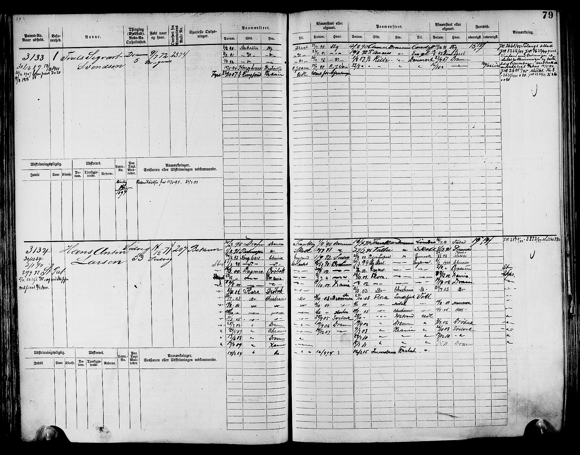 Drammen innrulleringsdistrikt, AV/SAKO-A-781/F/Fc/L0004: Hovedrulle, 1885, s. 83