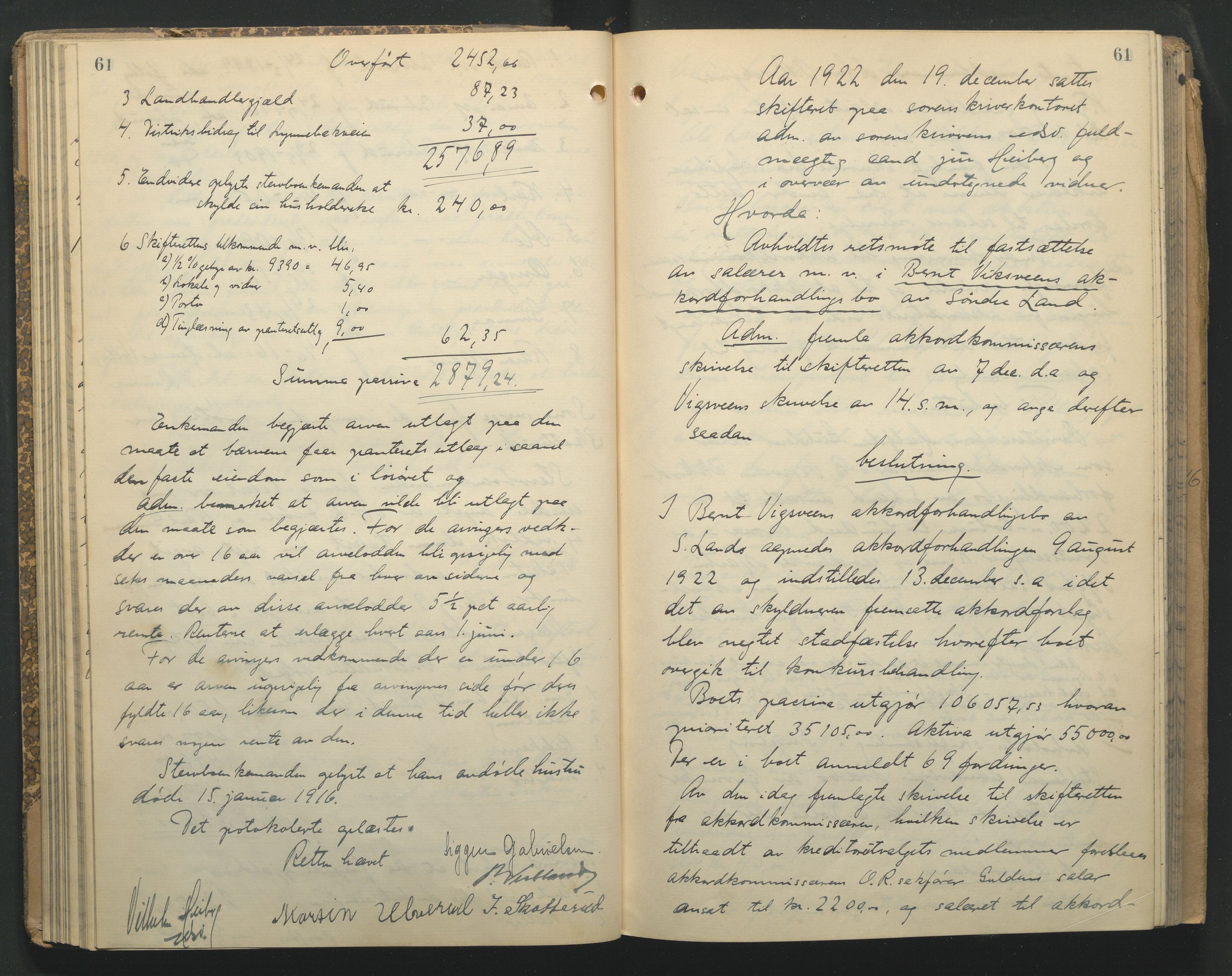 Hadeland og Land tingrett, AV/SAH-TING-010/J/Jc/L0011: Skifteforhandlingsprotokoll, 1916-1930, s. 61