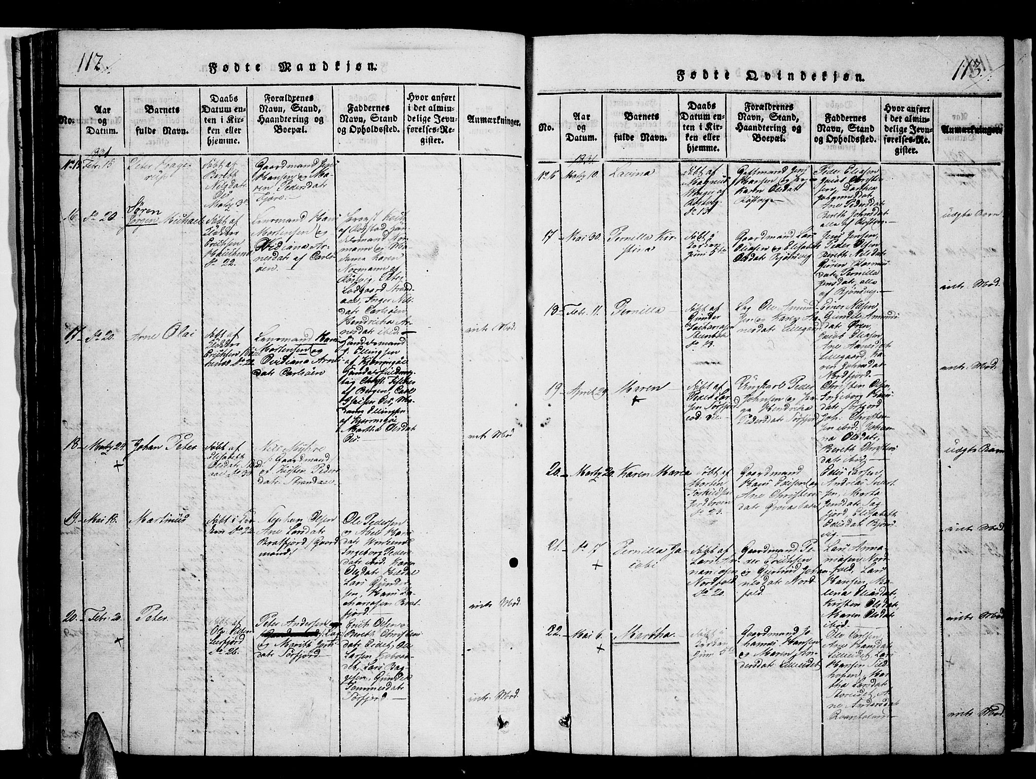 Ministerialprotokoller, klokkerbøker og fødselsregistre - Nordland, AV/SAT-A-1459/853/L0768: Ministerialbok nr. 853A07, 1821-1836, s. 112-113