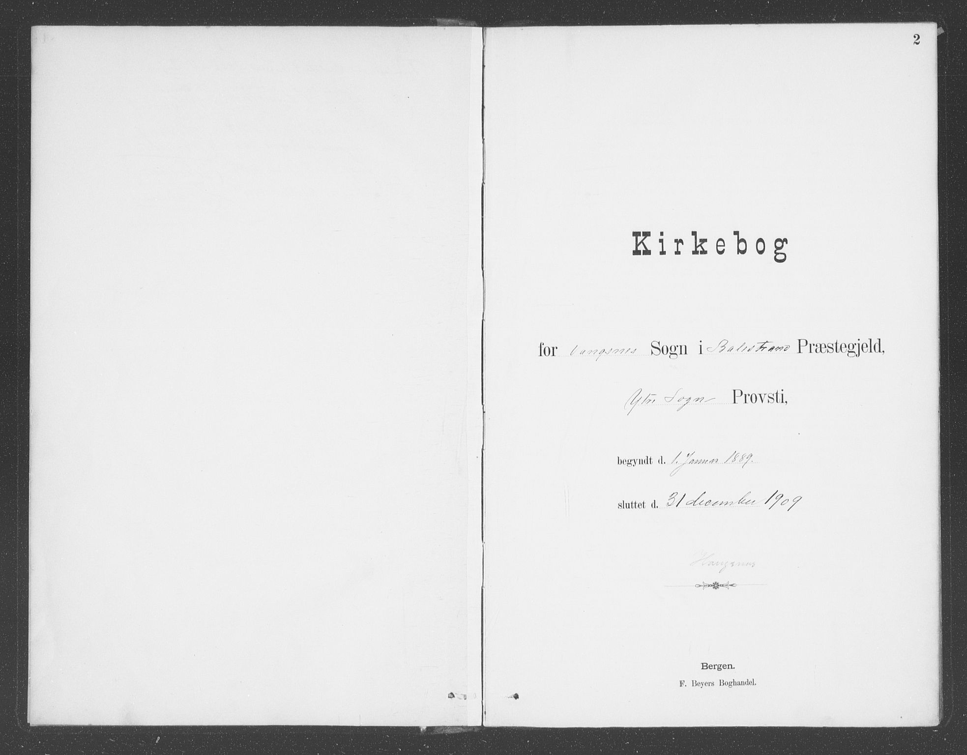 Balestrand sokneprestembete, SAB/A-79601/H/Haa/Haae/L0001: Ministerialbok nr. E  1, 1889-1909, s. 2