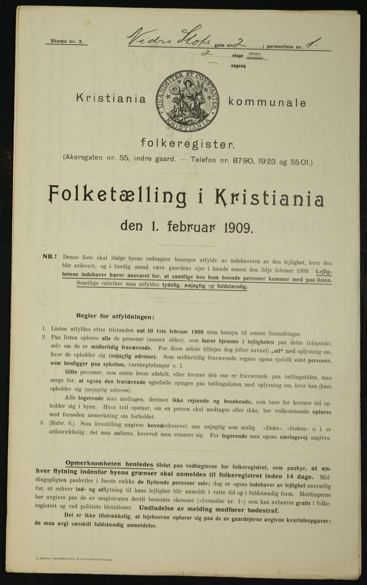 OBA, Kommunal folketelling 1.2.1909 for Kristiania kjøpstad, 1909, s. 62945