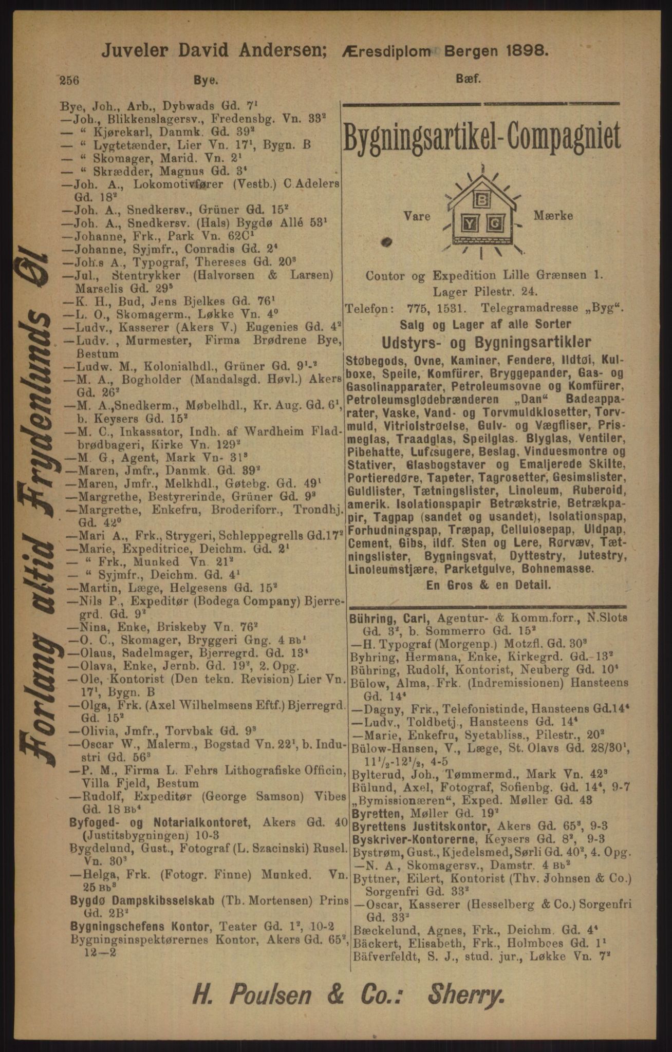 Kristiania/Oslo adressebok, PUBL/-, 1905, s. 256