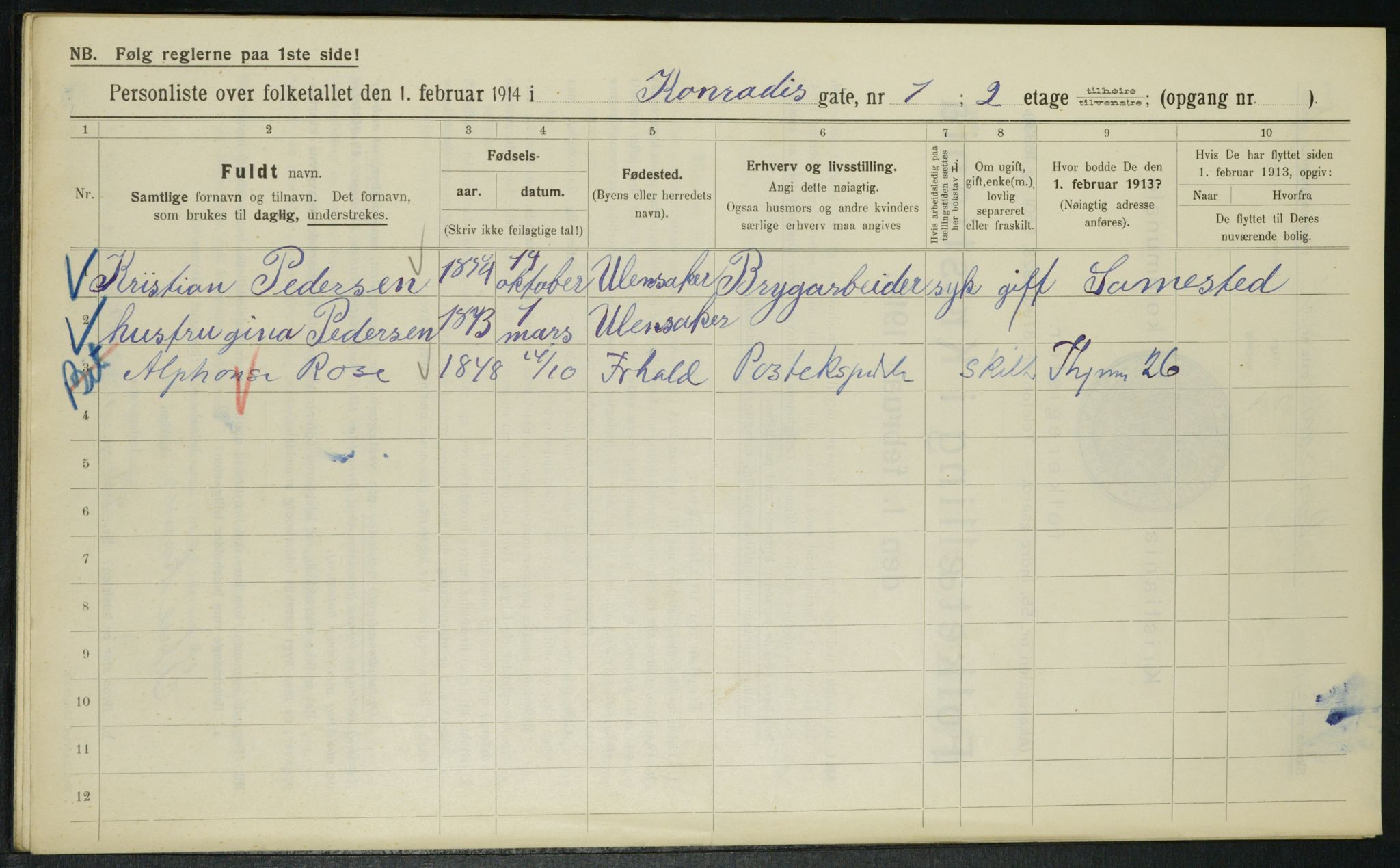 OBA, Kommunal folketelling 1.2.1914 for Kristiania, 1914, s. 13440