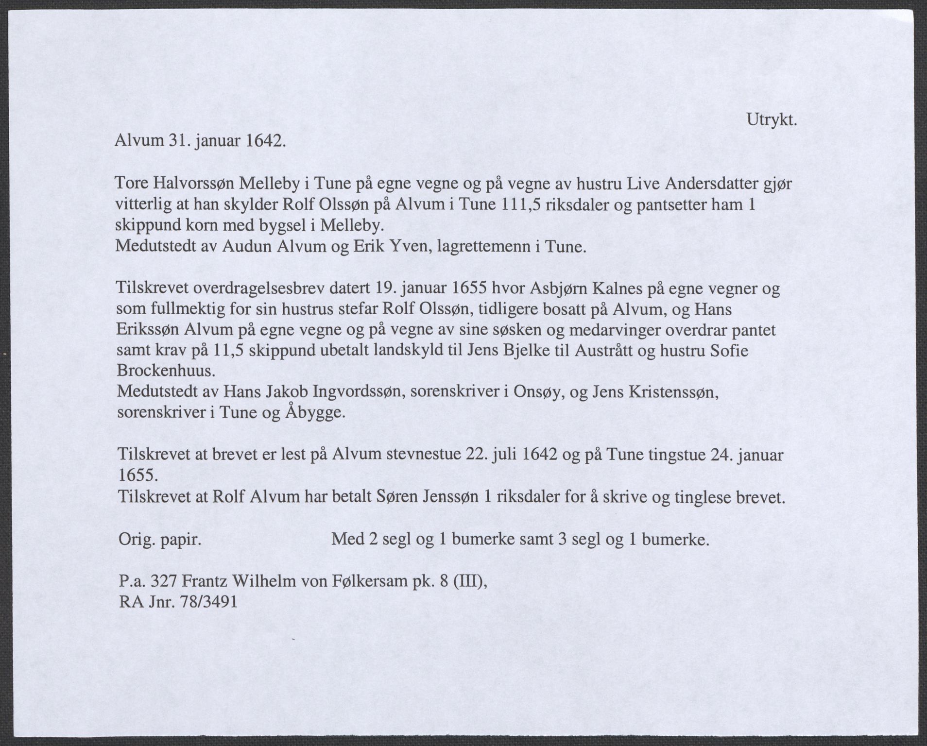 Riksarkivets diplomsamling, RA/EA-5965/F12/L0009: Pk. 8 (III), 1435-1728, s. 149