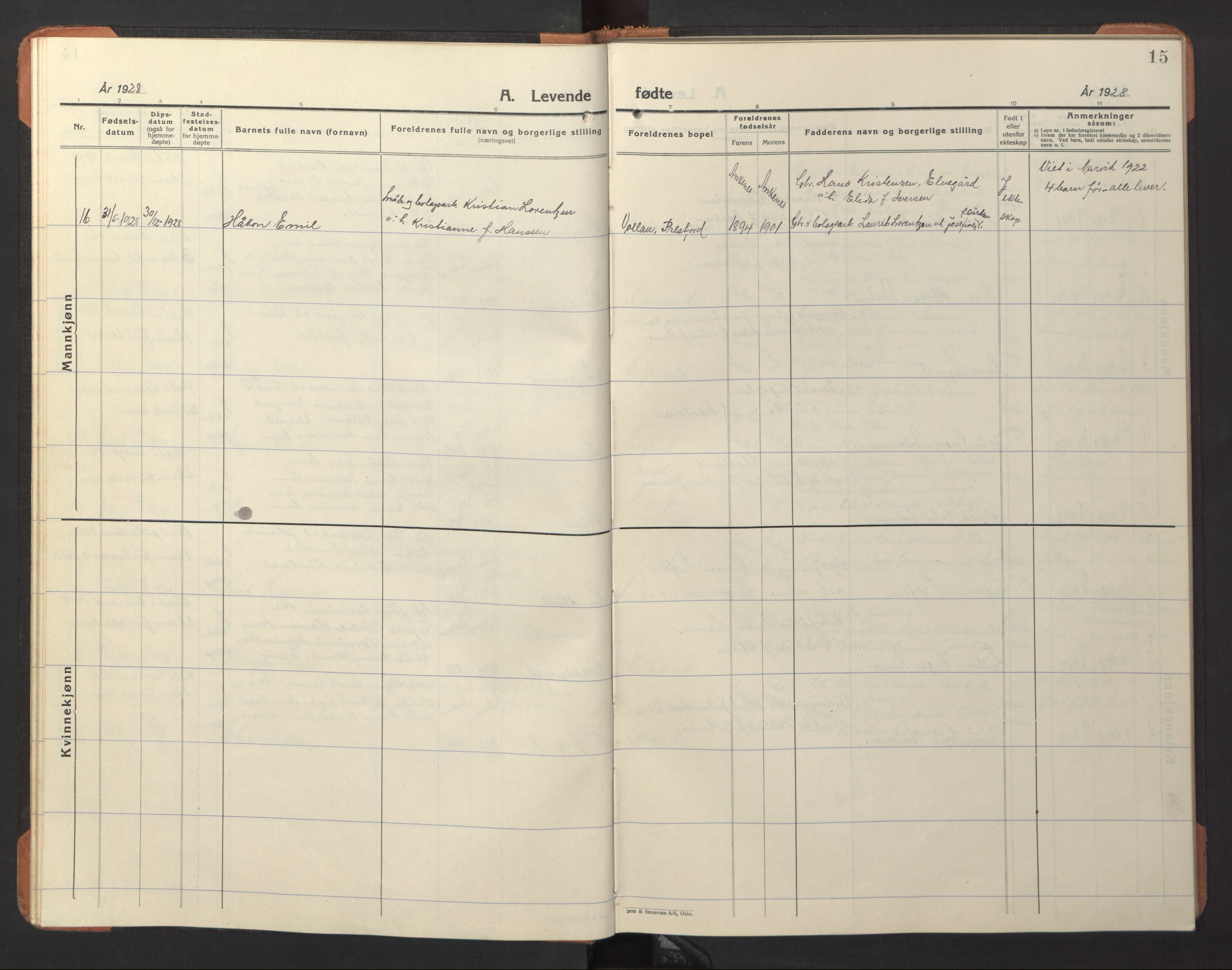 Ministerialprotokoller, klokkerbøker og fødselsregistre - Nordland, AV/SAT-A-1459/868/L0970: Klokkerbok nr. 868C02, 1926-1952, s. 15