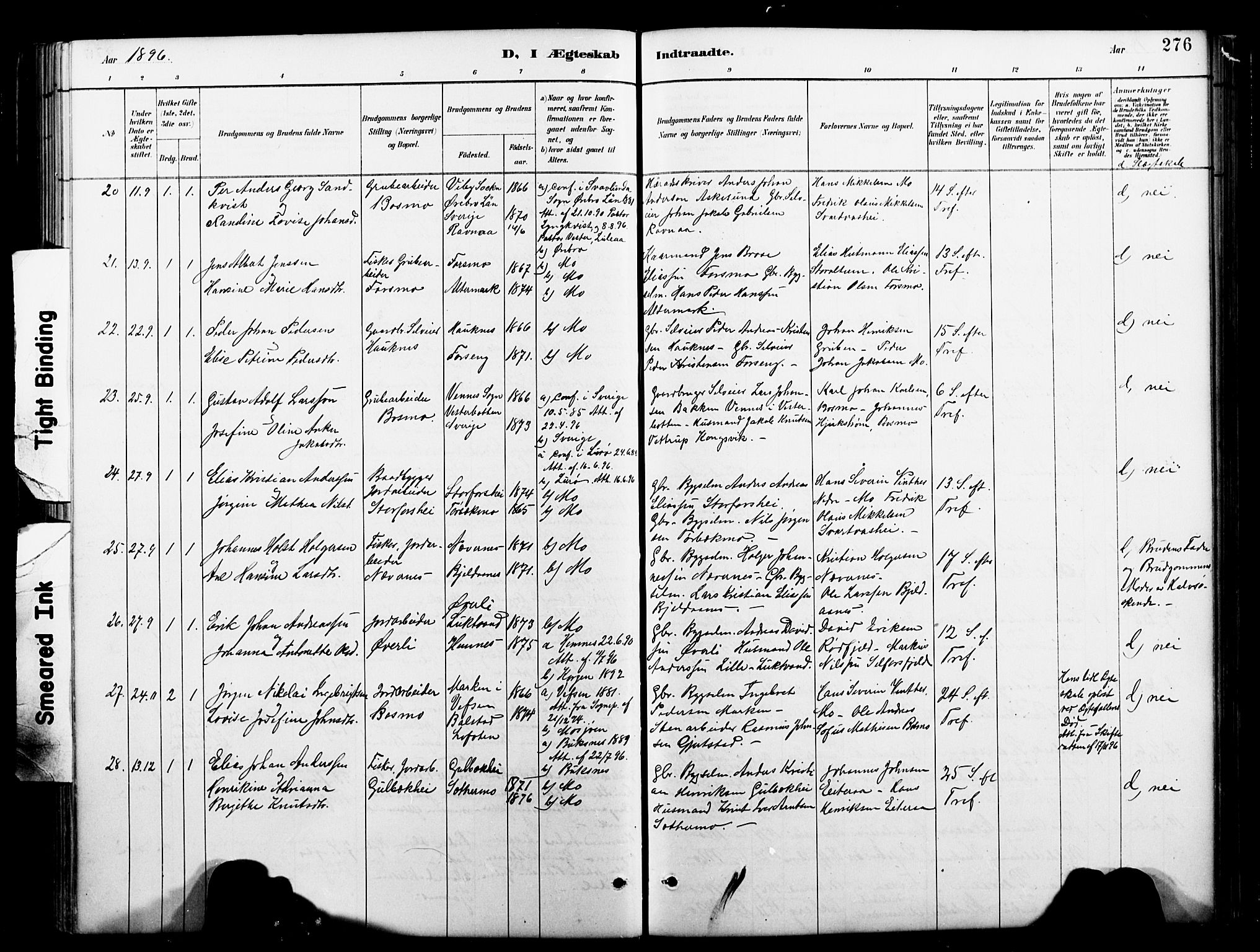 Ministerialprotokoller, klokkerbøker og fødselsregistre - Nordland, AV/SAT-A-1459/827/L0421: Klokkerbok nr. 827C10, 1887-1906, s. 276