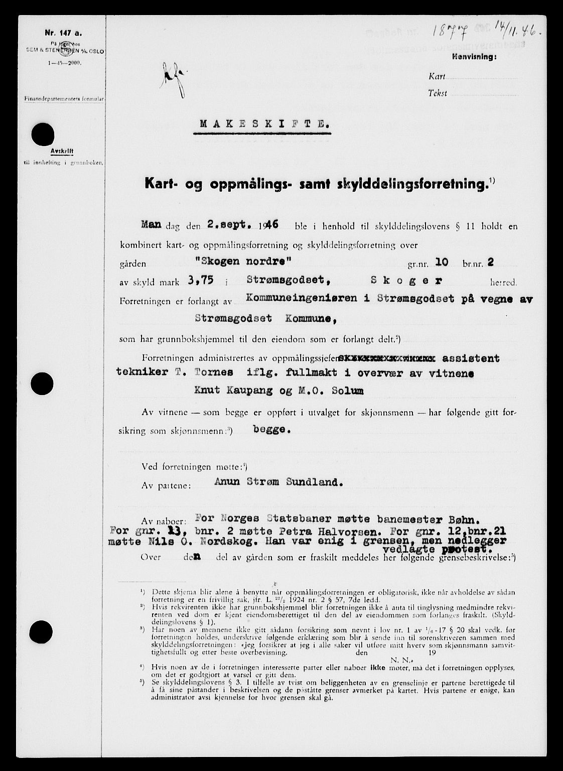 Holmestrand sorenskriveri, SAKO/A-67/G/Ga/Gaa/L0061: Pantebok nr. A-61, 1946-1947, Dagboknr: 1877/1946