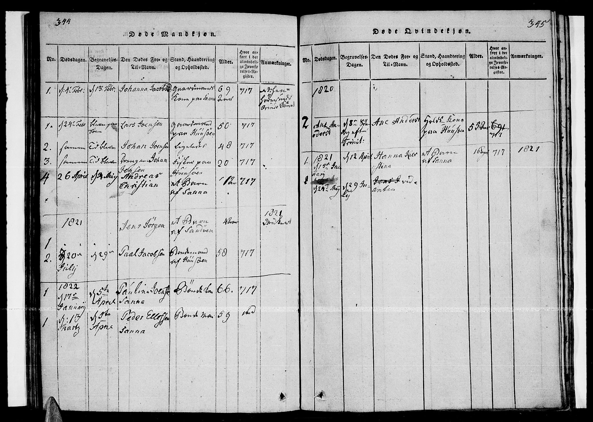 Ministerialprotokoller, klokkerbøker og fødselsregistre - Nordland, AV/SAT-A-1459/841/L0593: Ministerialbok nr. 841A04 /4, 1820-1824, s. 344-345