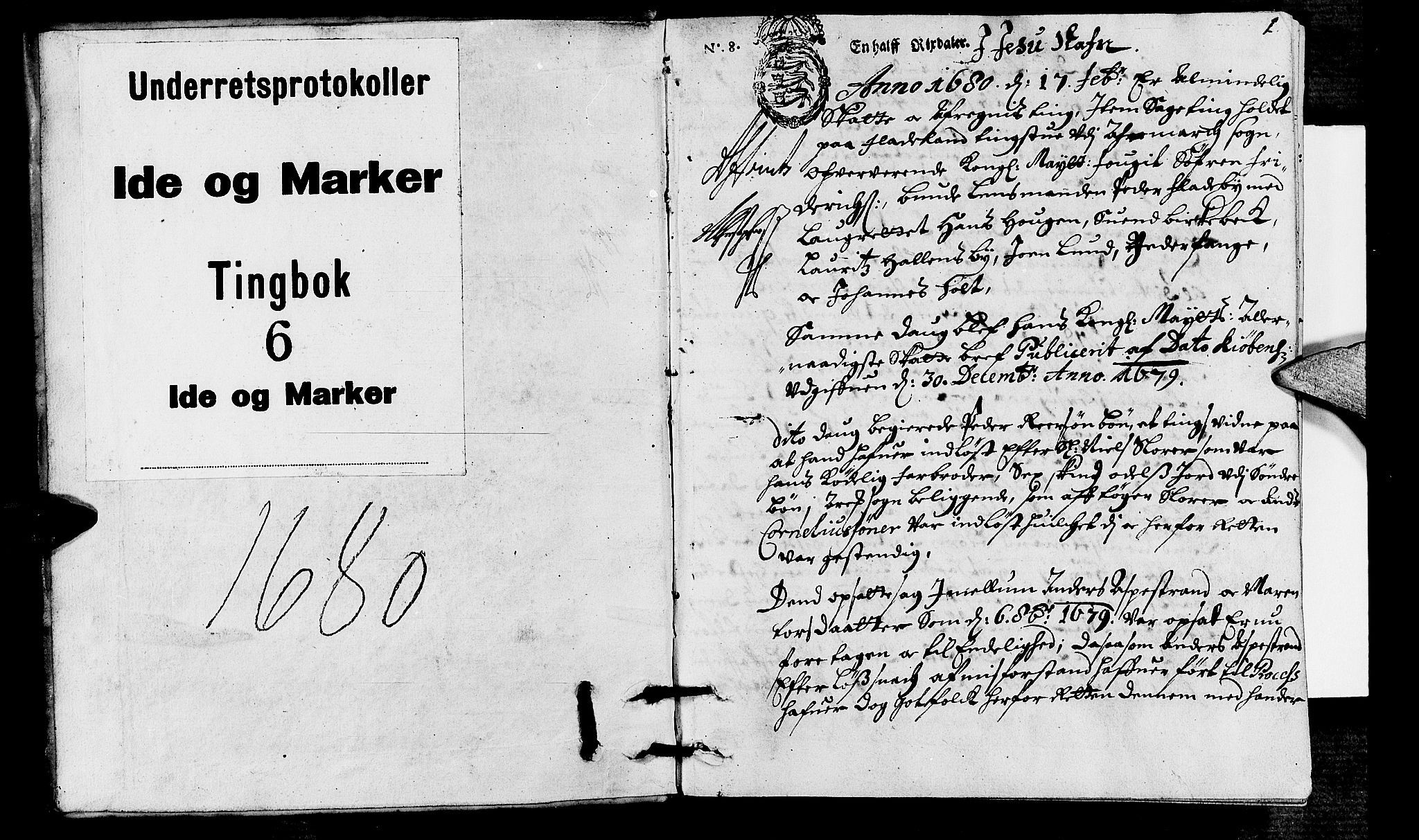 Idd og Marker sorenskriveri, SAO/A-10283/F/Fb/L0015: Tingbok, 1680, s. 0b-1a