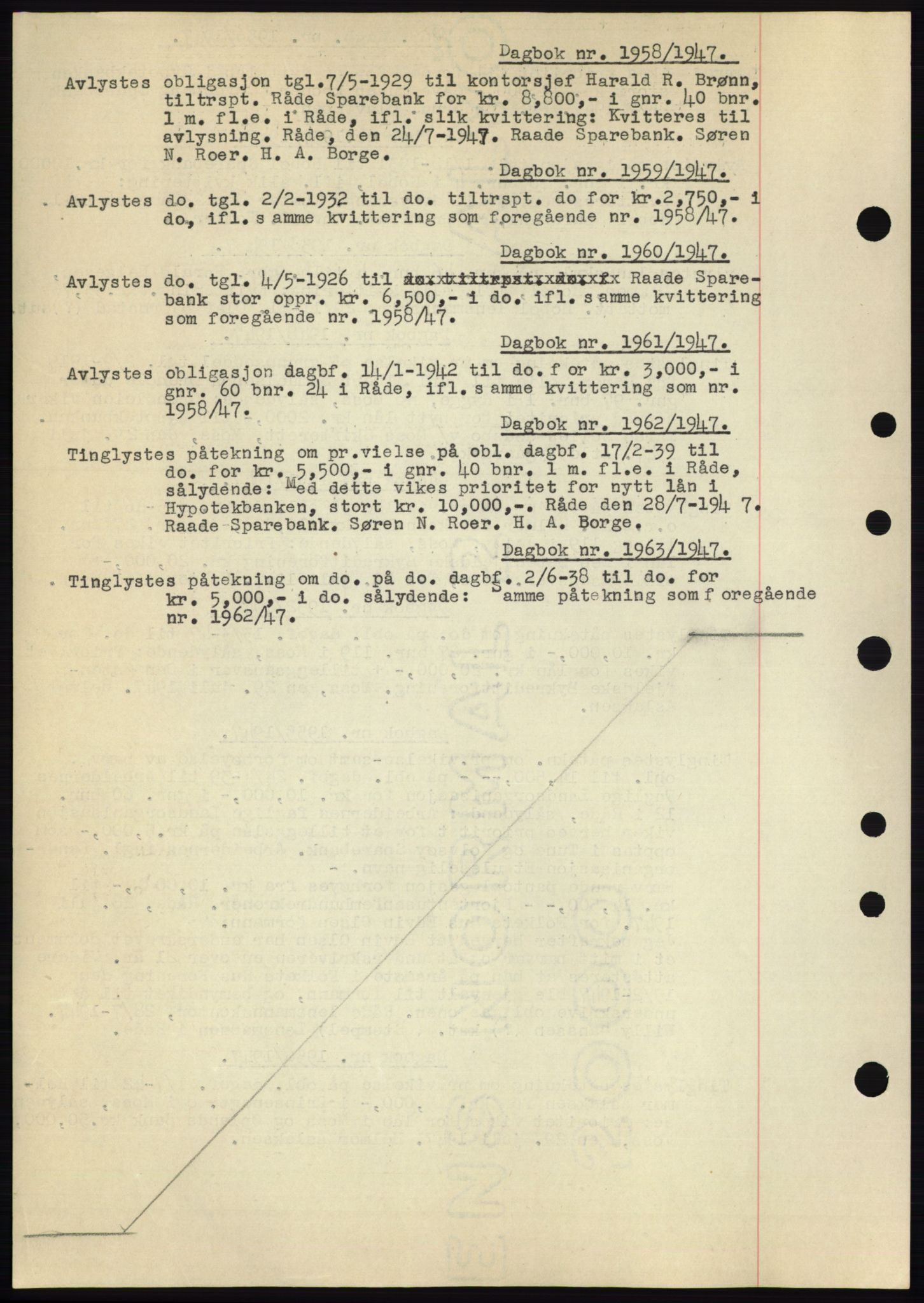 Moss sorenskriveri, SAO/A-10168: Pantebok nr. C10, 1938-1950, Dagboknr: 1958/1947