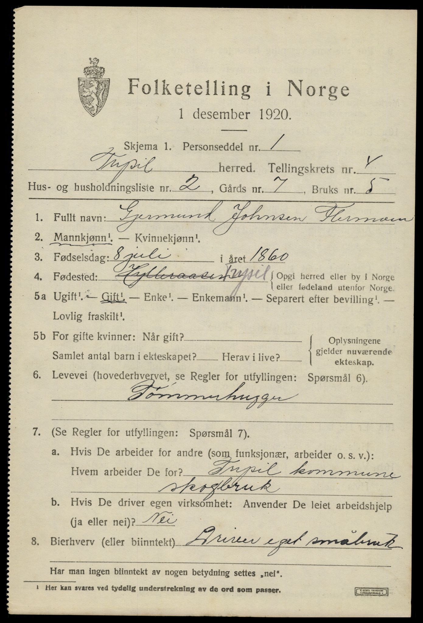 SAH, Folketelling 1920 for 0428 Trysil herred, 1920, s. 4089