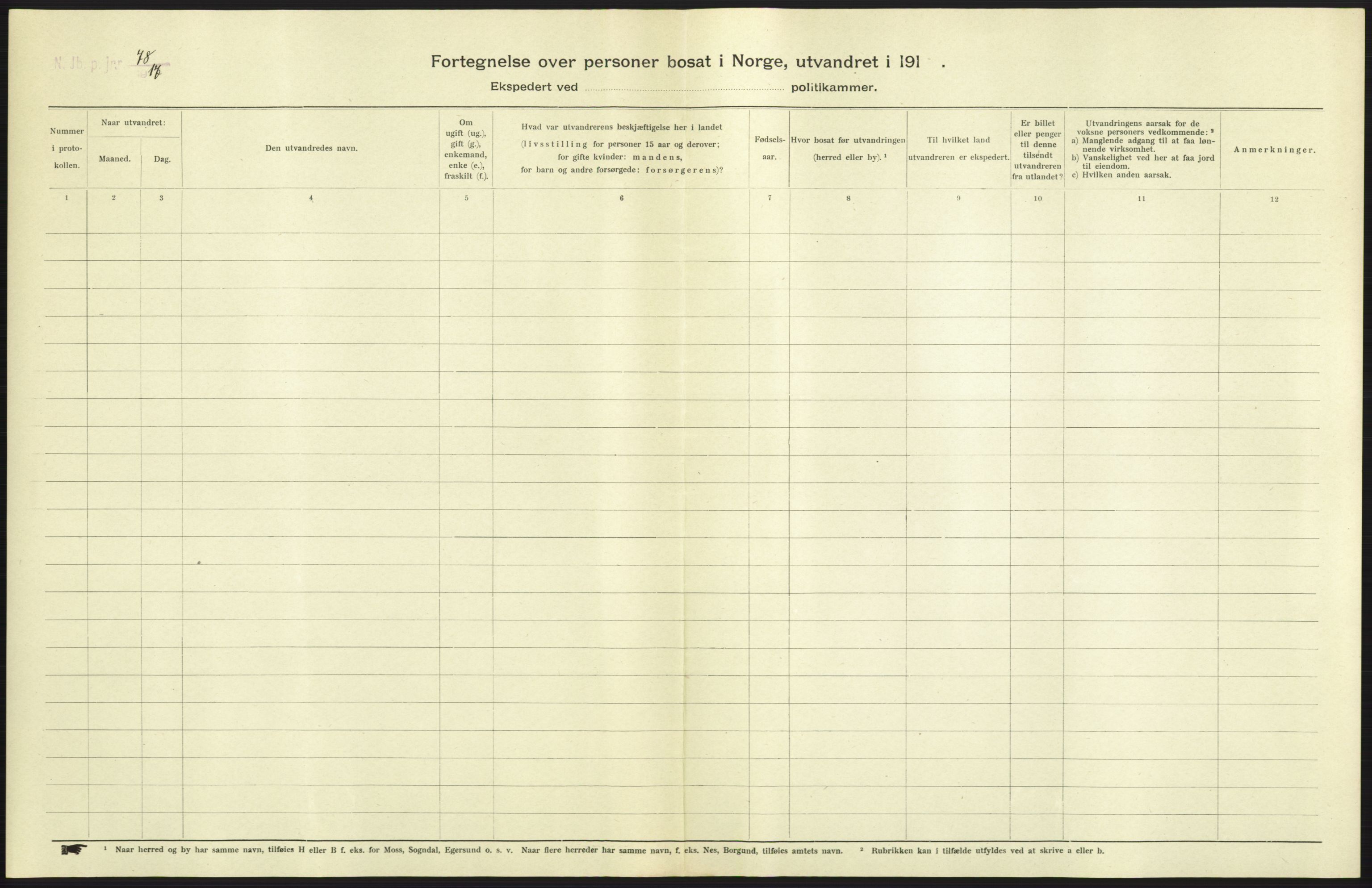 Nord-Jarlsberg politikammer, AV/SAKO-A-739/I/Ia/Iab/L0001: Emigrantprotokoll, 1912-1918, s. 13
