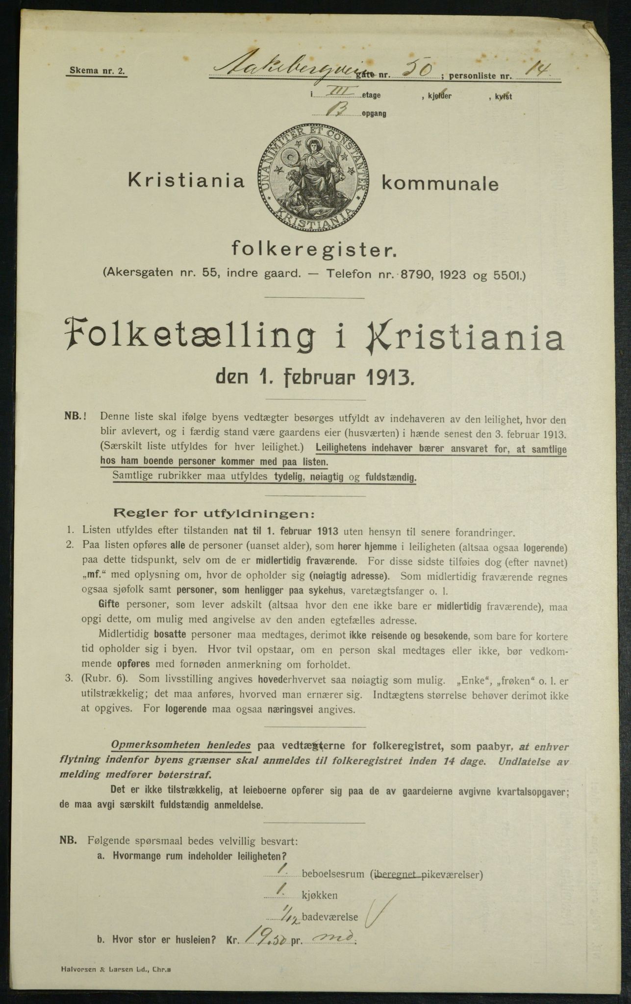 OBA, Kommunal folketelling 1.2.1913 for Kristiania, 1913, s. 130710