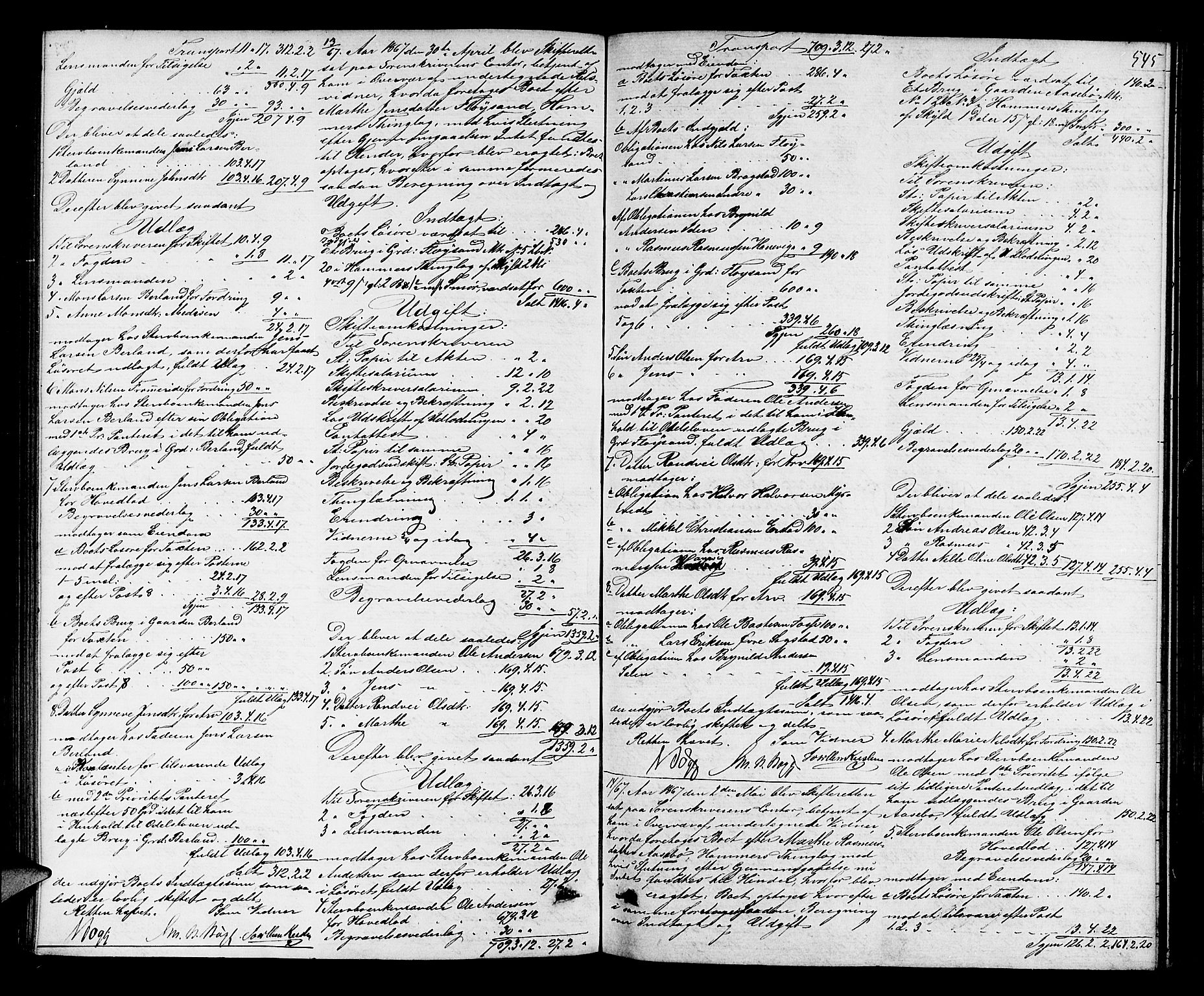 Nordhordland sorenskrivar, AV/SAB-A-2901/1/H/Hd/Hda/L0006: Skifteutlodningsprotokollar, 1862-1869, s. 544-545