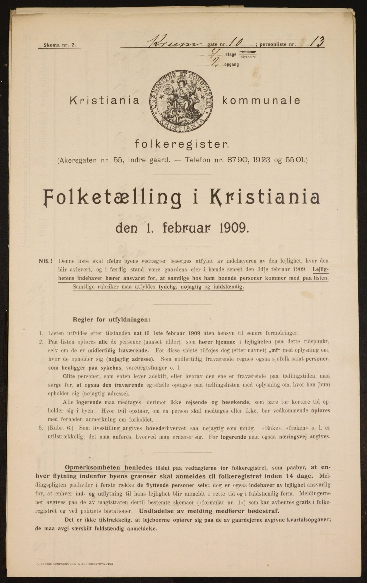 OBA, Kommunal folketelling 1.2.1909 for Kristiania kjøpstad, 1909, s. 50379