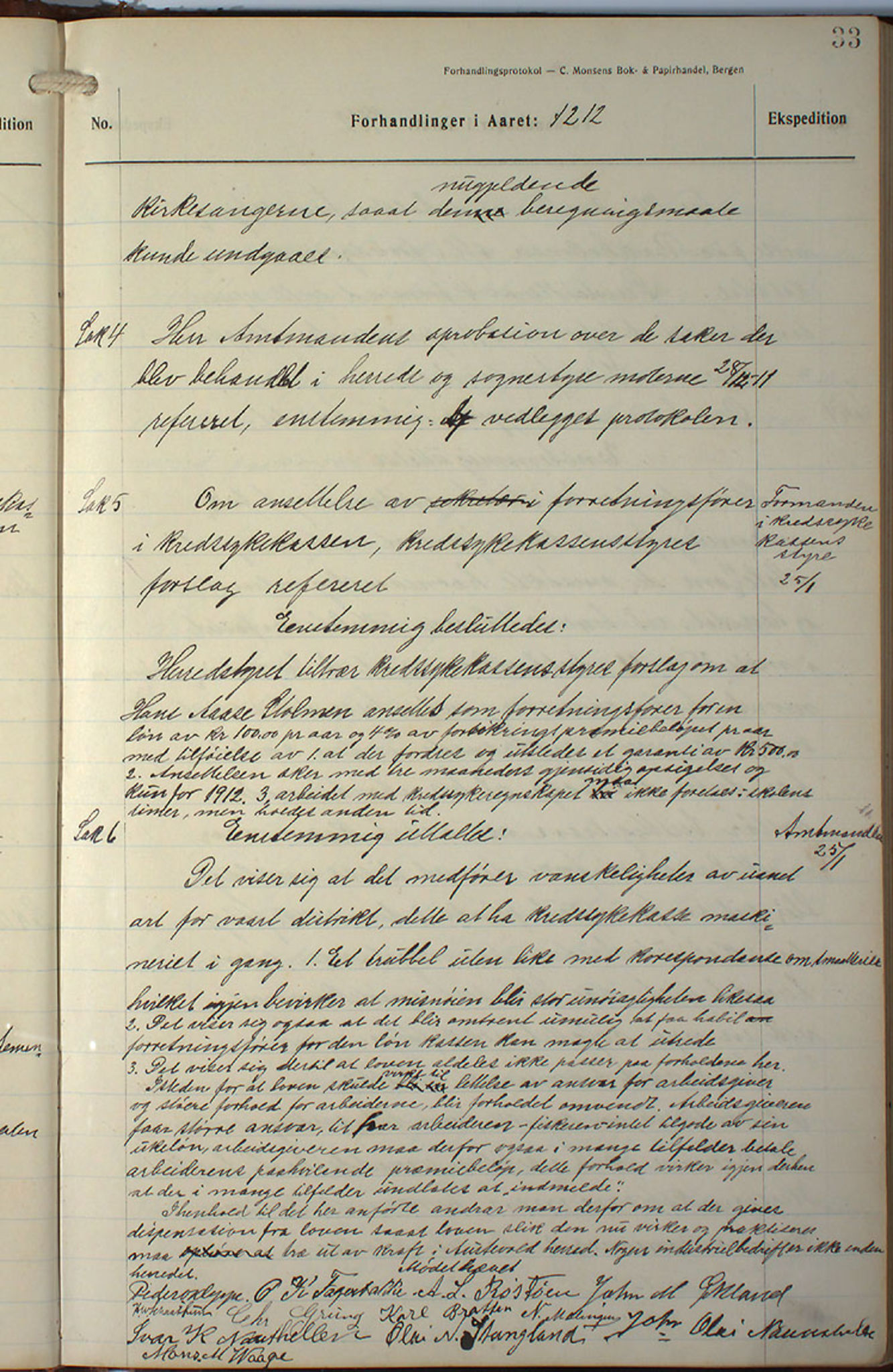 Austevoll kommune. Formannskapet, IKAH/1244-021/A/Aa/L0002b: Møtebok for heradstyret, 1910-1919, s. 67