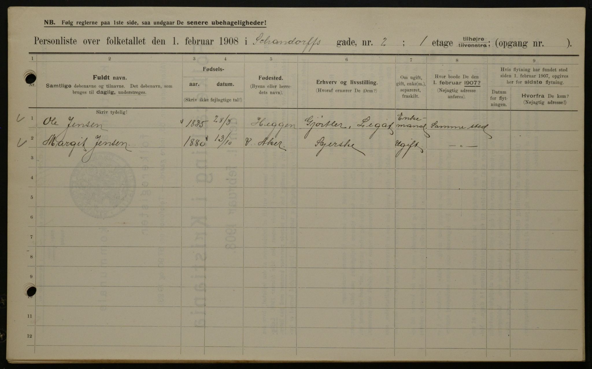 OBA, Kommunal folketelling 1.2.1908 for Kristiania kjøpstad, 1908, s. 80632