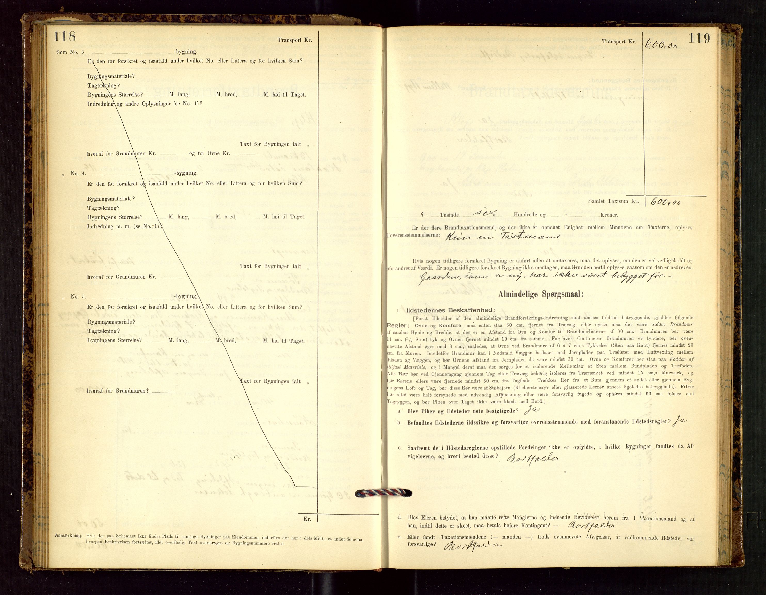 Klepp lensmannskontor, AV/SAST-A-100163/Goc/L0002: "Brandtaxationsprotokol" m/register, 1898-1902, s. 118-119