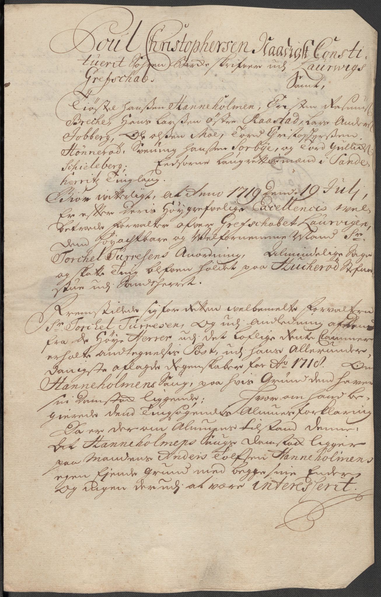 Rentekammeret inntil 1814, Reviderte regnskaper, Fogderegnskap, AV/RA-EA-4092/R33/L1988: Fogderegnskap Larvik grevskap, 1718, s. 356