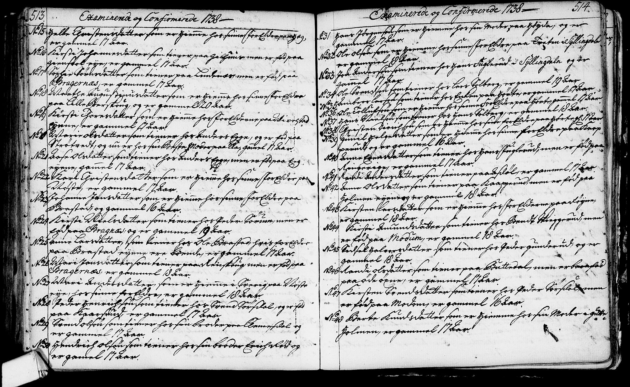 Lier kirkebøker, AV/SAKO-A-230/F/Fa/L0003: Ministerialbok nr. I 3, 1727-1748, s. 513-514