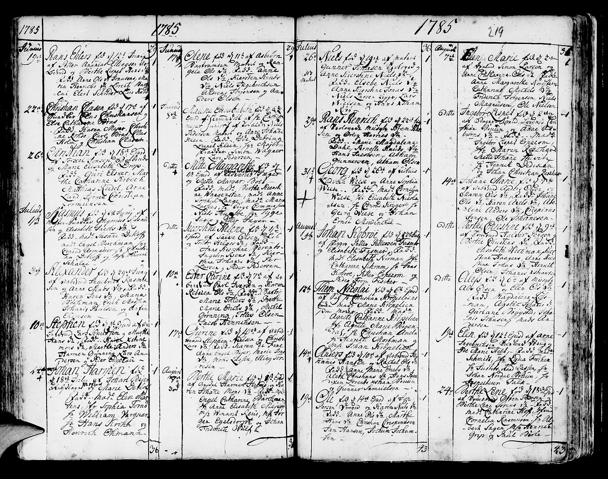 Korskirken sokneprestembete, SAB/A-76101/H/Haa/L0005: Ministerialbok nr. A 5, 1751-1789, s. 219