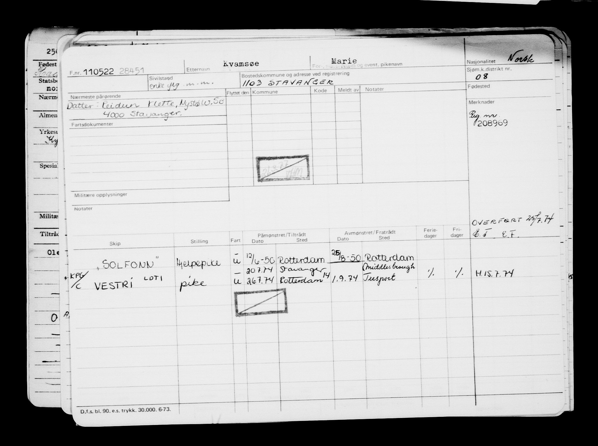 Direktoratet for sjømenn, AV/RA-S-3545/G/Gb/L0206: Hovedkort, 1922, s. 291