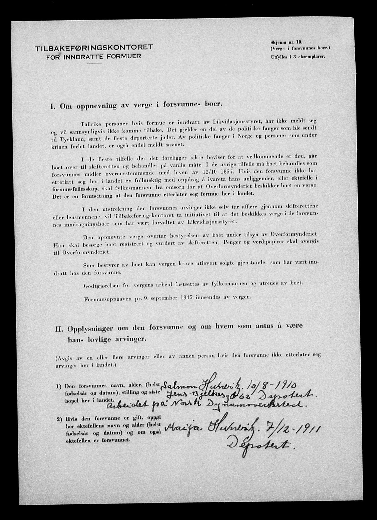 Justisdepartementet, Tilbakeføringskontoret for inndratte formuer, AV/RA-S-1564/H/Hc/Hcc/L0945: --, 1945-1947, s. 13