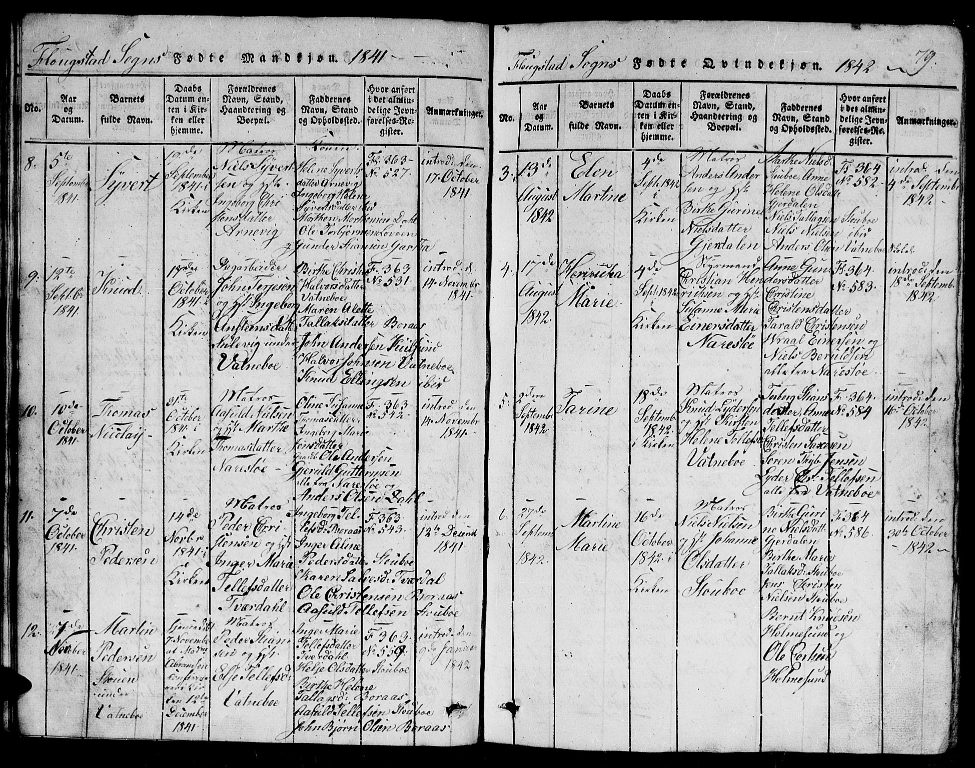 Dypvåg sokneprestkontor, AV/SAK-1111-0007/F/Fb/Fbb/L0001: Klokkerbok nr. B 1, 1816-1850, s. 79
