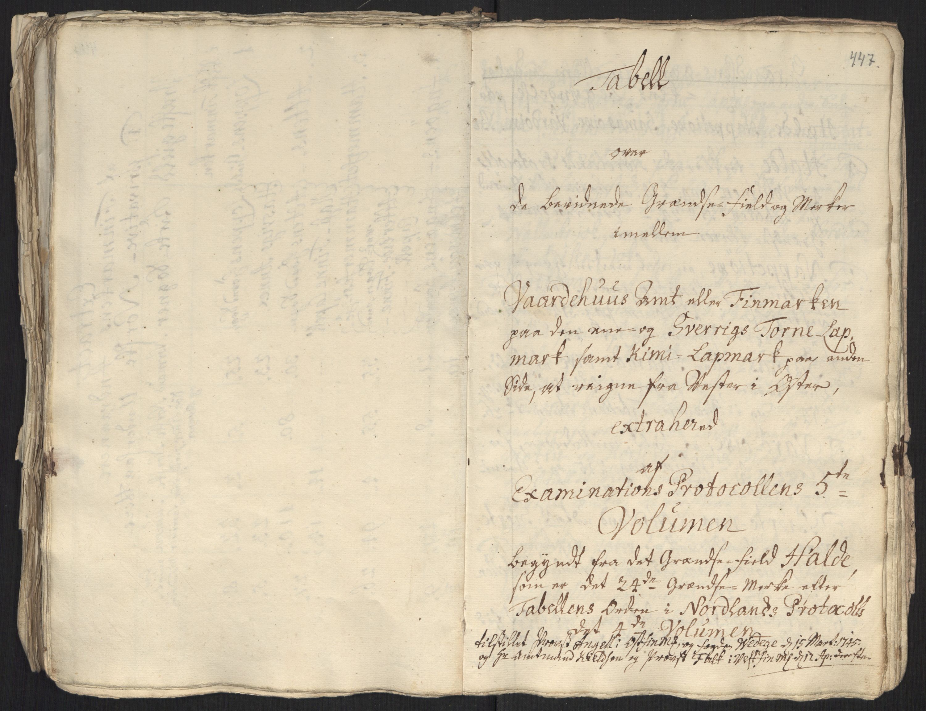 Danske Kanselli, Grensearkivet, RA/EA-4062/F/L0011a/0003: Volum XXIII-XXVIa / Vol. XXV: Major Schnitlers grenseeksaminasjonsprotokoll, 5. bind, 1744, s. 446-447