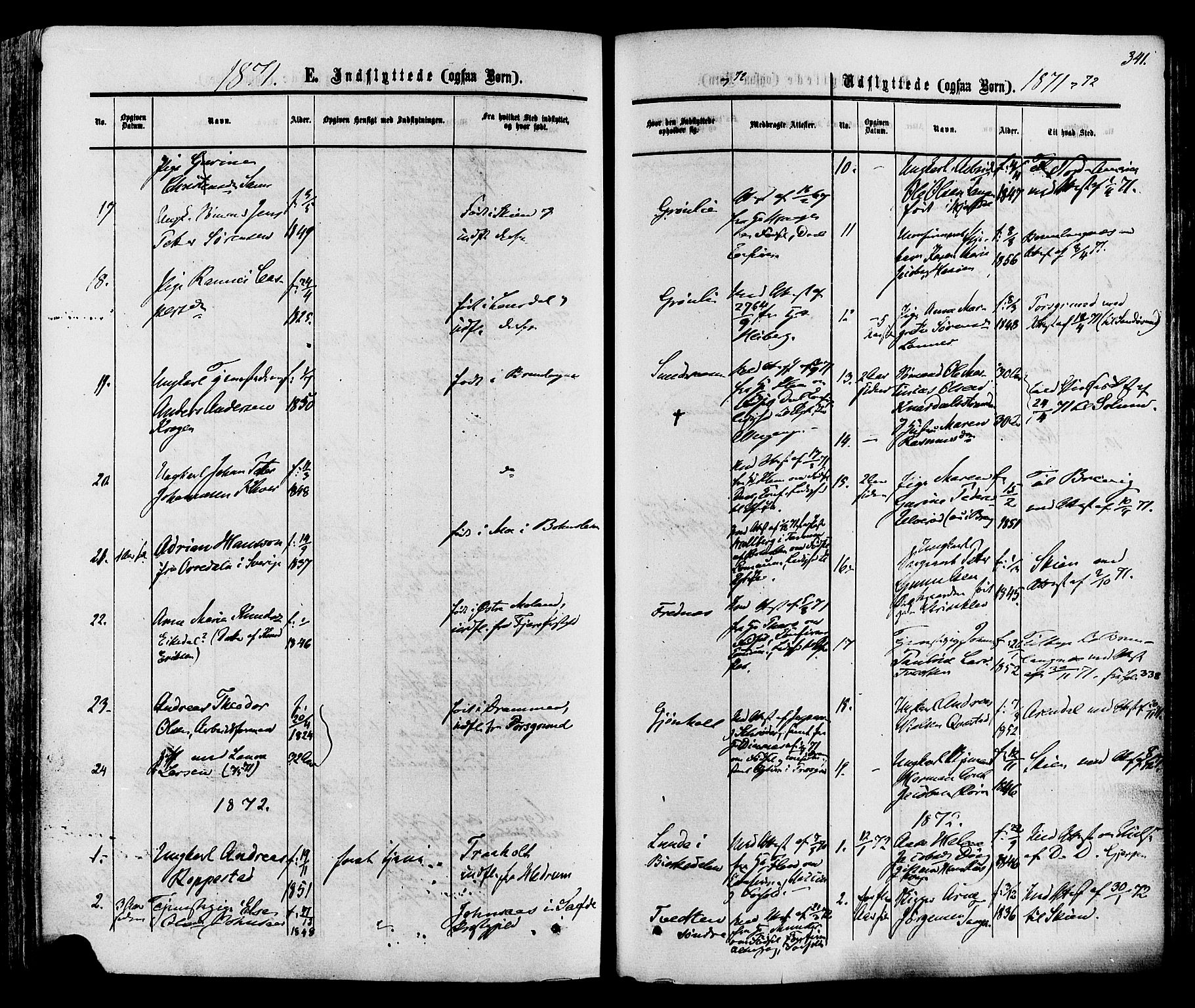 Eidanger kirkebøker, AV/SAKO-A-261/F/Fa/L0010: Ministerialbok nr. 10, 1859-1874, s. 341