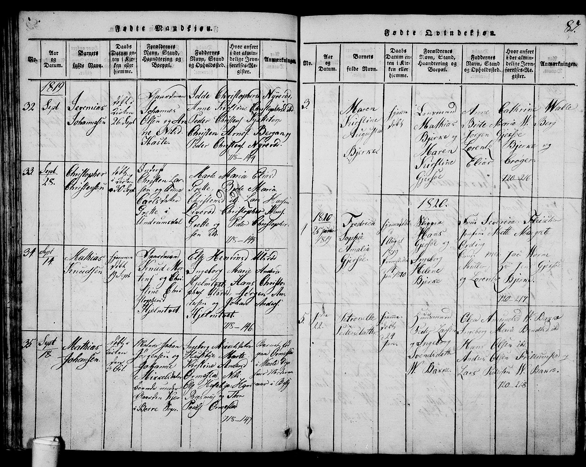 Våle kirkebøker, SAKO/A-334/G/Ga/L0001: Klokkerbok nr. I 1, 1814-1824, s. 86-87