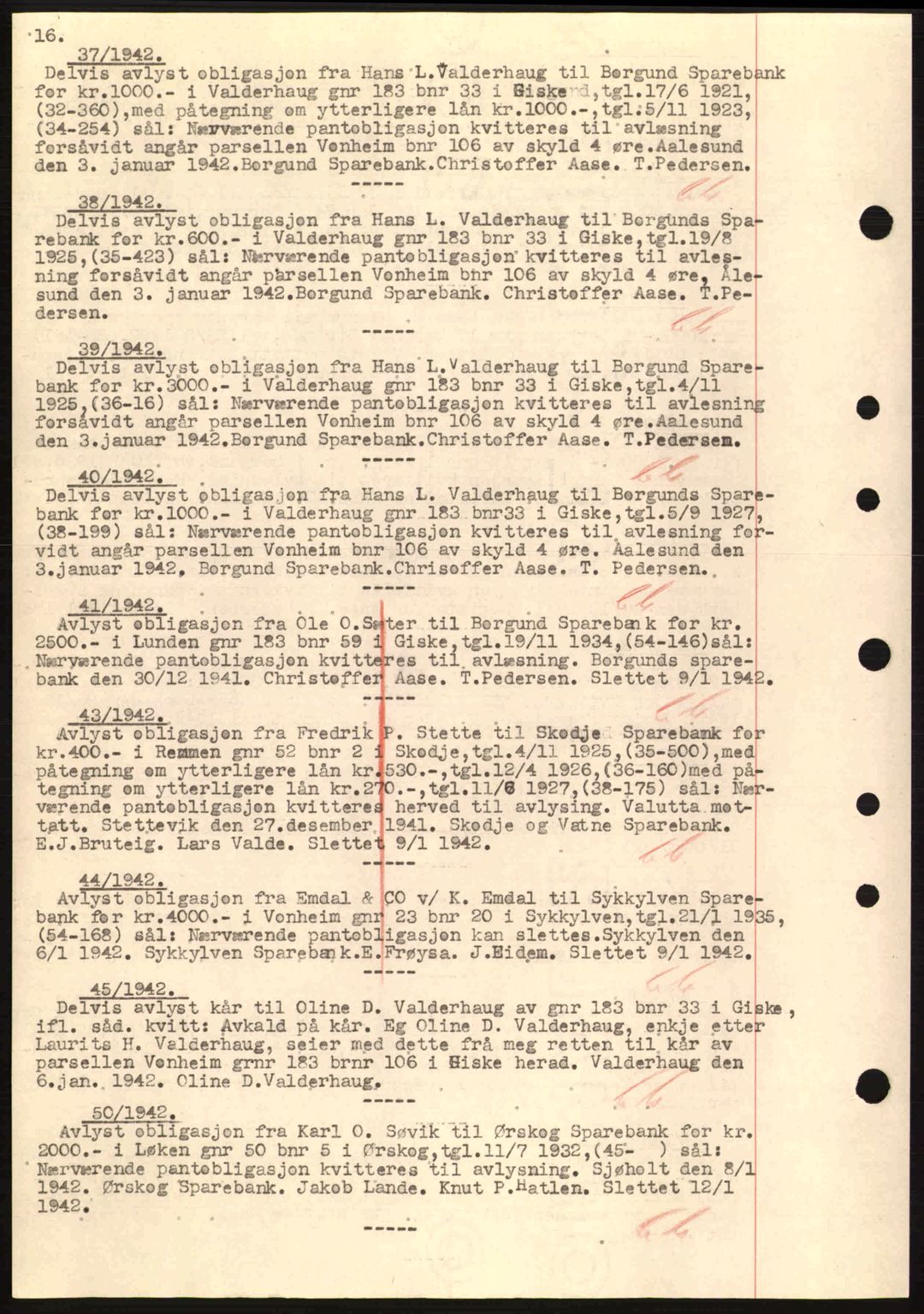 Nordre Sunnmøre sorenskriveri, SAT/A-0006/1/2/2C/2Ca: Pantebok nr. B1-6, 1938-1942, Dagboknr: 37/1942