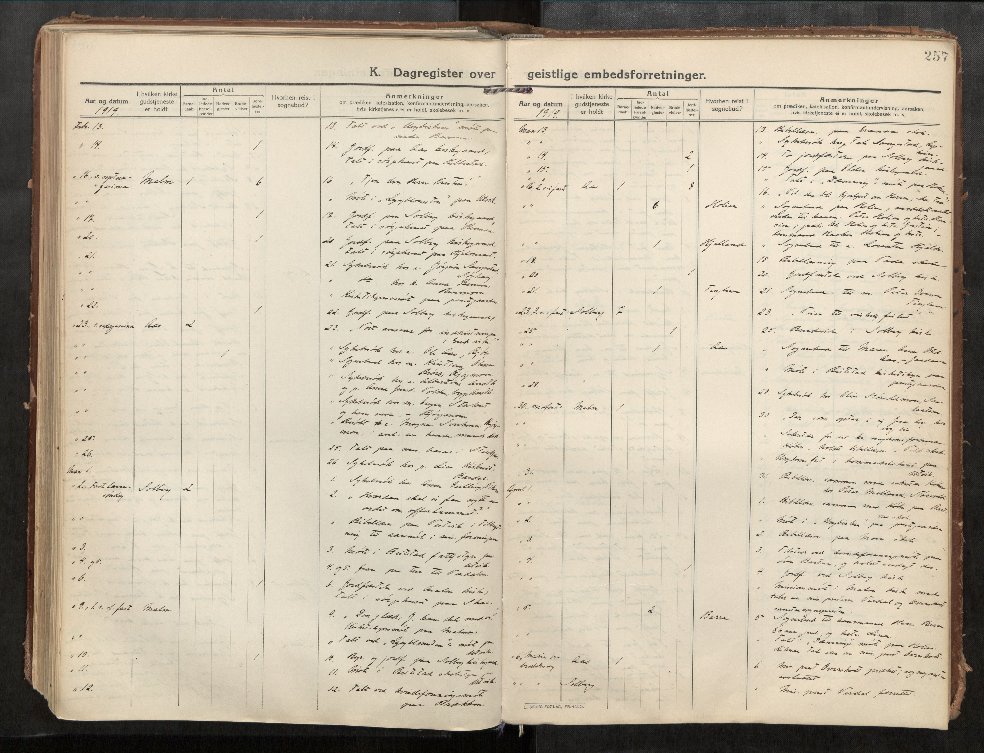 Beitstad sokneprestkontor, AV/SAT-A-1162/I/I1/I1a/L0001: Ministerialbok nr. 1, 1912-1927, s. 257