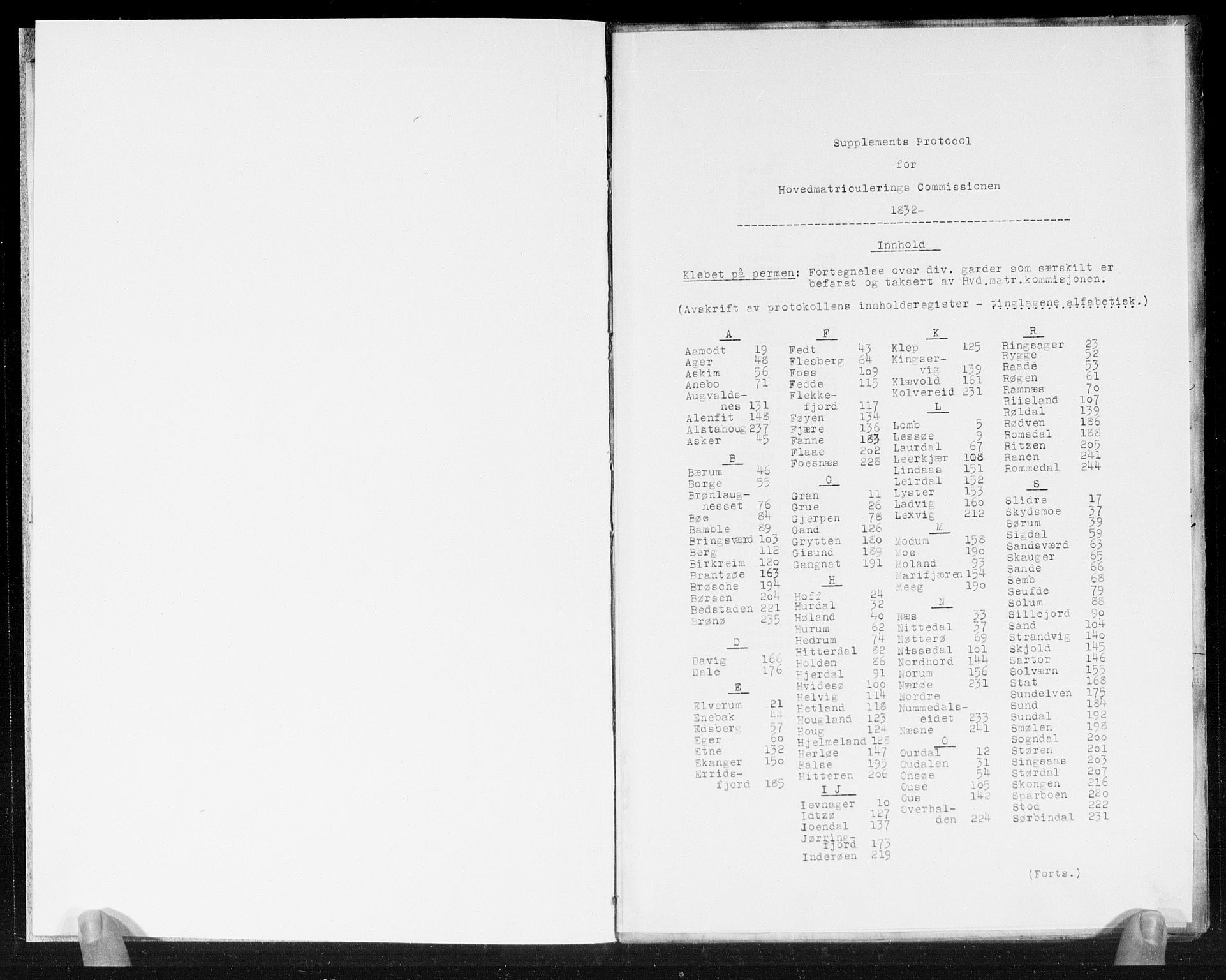 Hovedmatrikkelkommisjonen, RA/S-1529, 1832