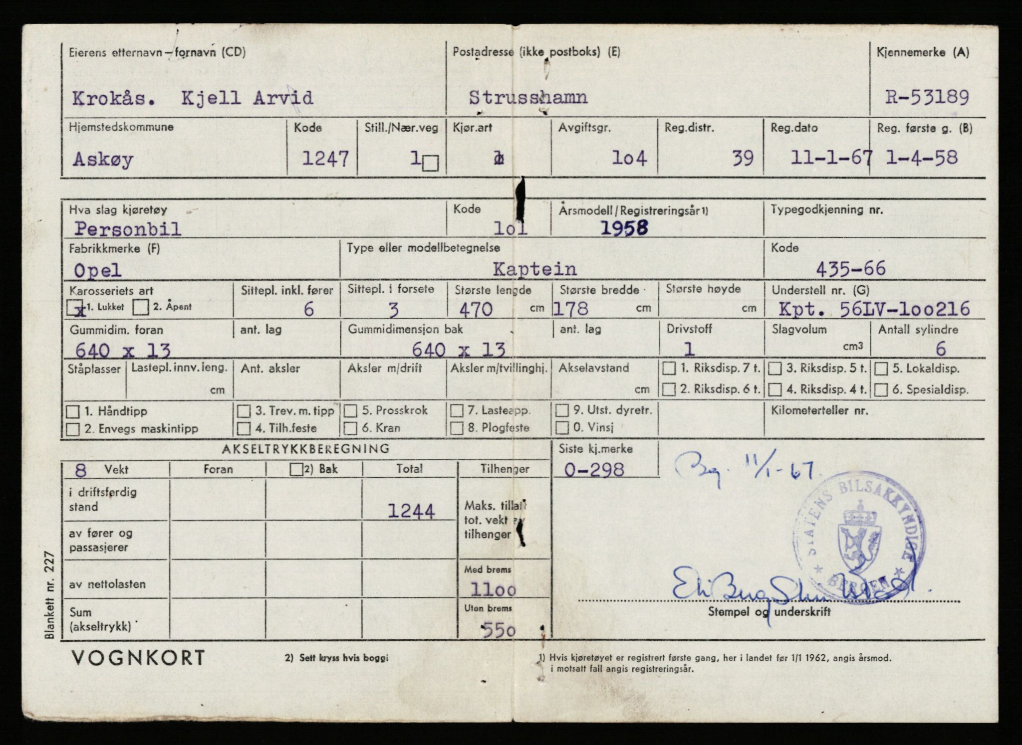 Stavanger trafikkstasjon, AV/SAST-A-101942/0/G/L0007: Registreringsnummer: 49019 - 67460, 1930-1971, s. 1121