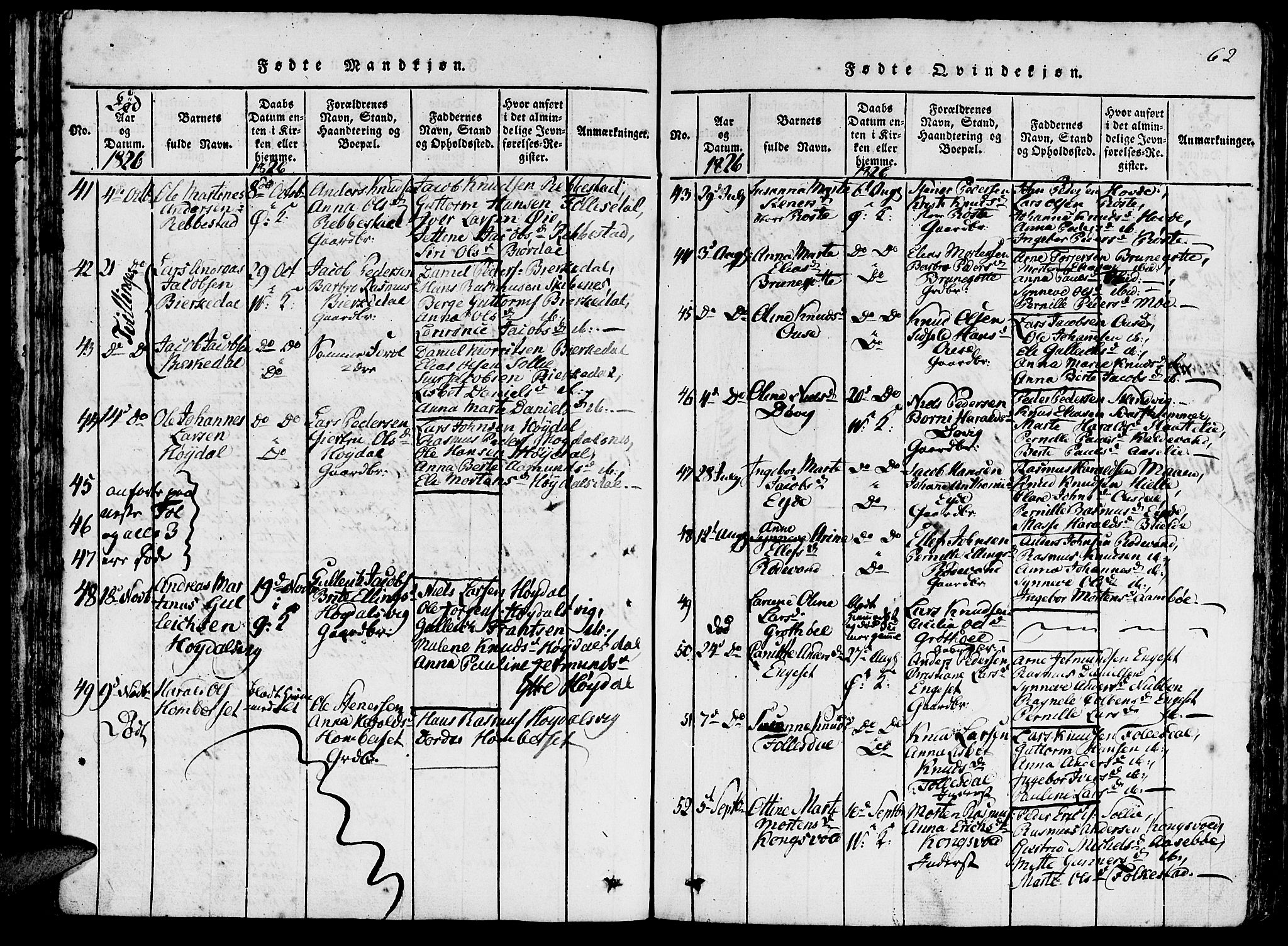 Ministerialprotokoller, klokkerbøker og fødselsregistre - Møre og Romsdal, SAT/A-1454/511/L0138: Ministerialbok nr. 511A05, 1817-1832, s. 62