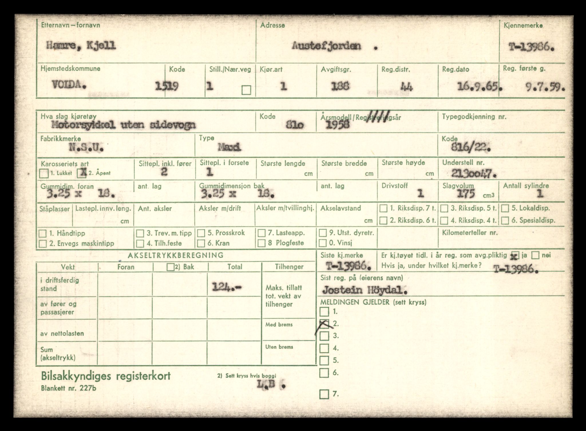 Møre og Romsdal vegkontor - Ålesund trafikkstasjon, AV/SAT-A-4099/F/Fe/L0042: Registreringskort for kjøretøy T 13906 - T 14079, 1927-1998, s. 1171