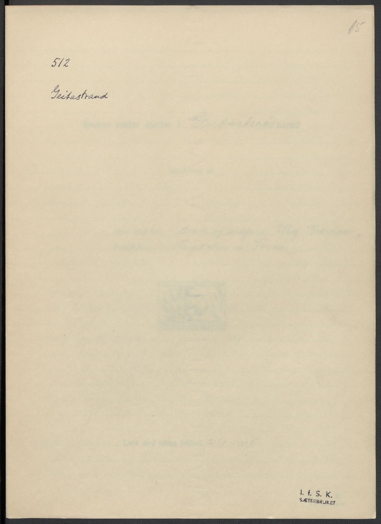 Instituttet for sammenlignende kulturforskning, AV/RA-PA-0424/F/Fc/L0014/0003: Eske B14: / Sør-Trøndelag (perm XLI), 1933-1935, s. 15