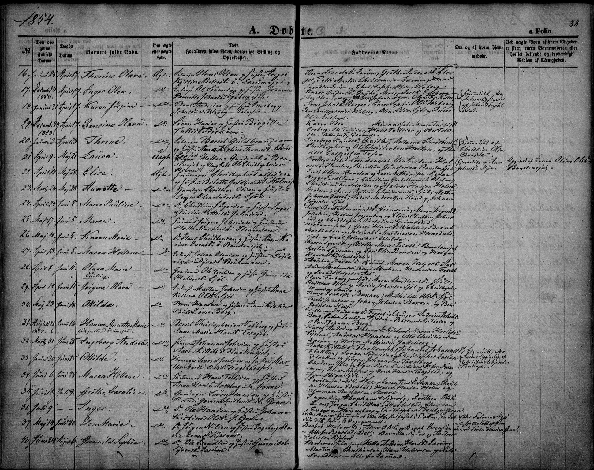 Sande Kirkebøker, AV/SAKO-A-53/F/Fa/L0004: Ministerialbok nr. 4, 1847-1864, s. 88