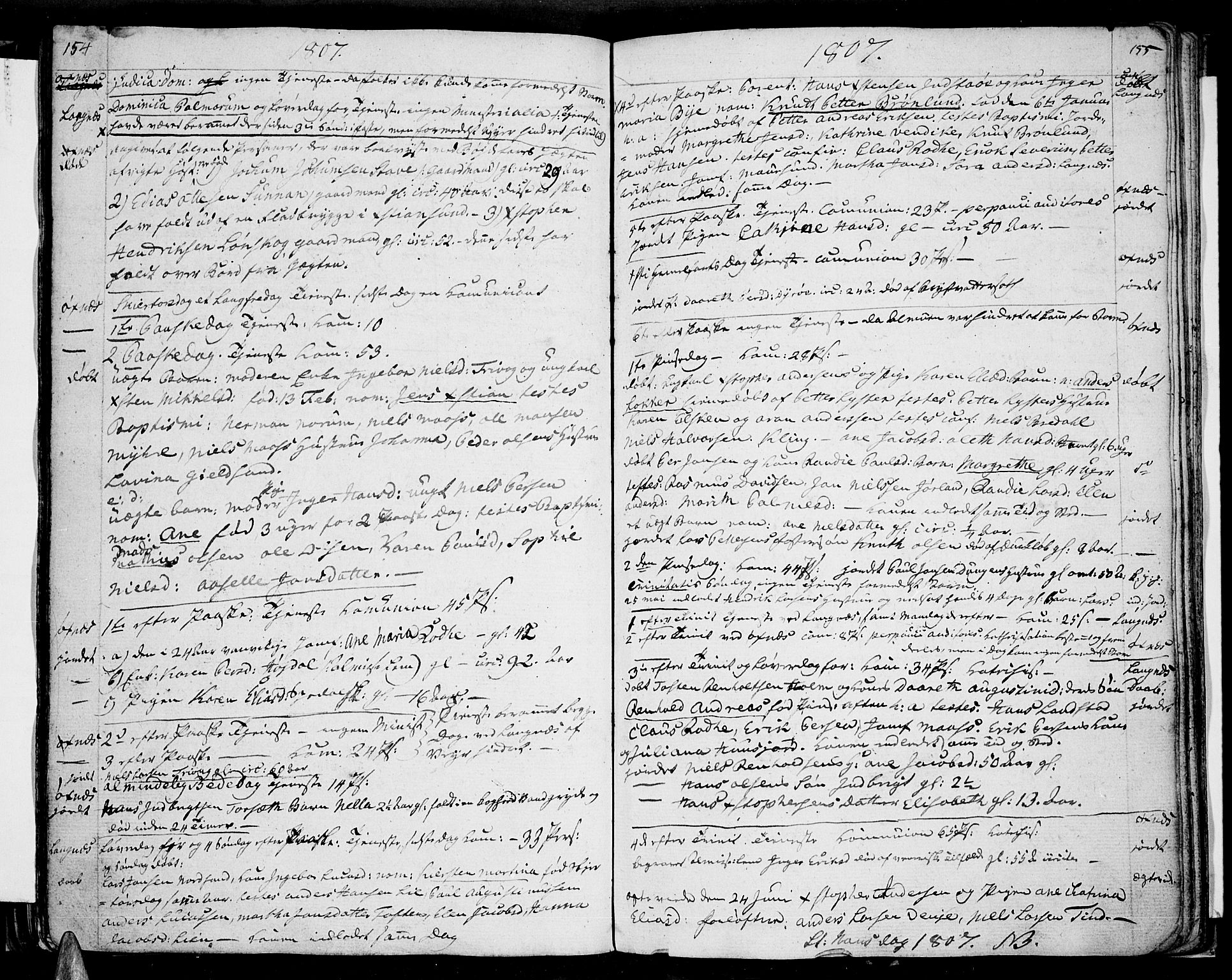 Ministerialprotokoller, klokkerbøker og fødselsregistre - Nordland, AV/SAT-A-1459/893/L1330: Ministerialbok nr. 893A03, 1791-1820, s. 154-155