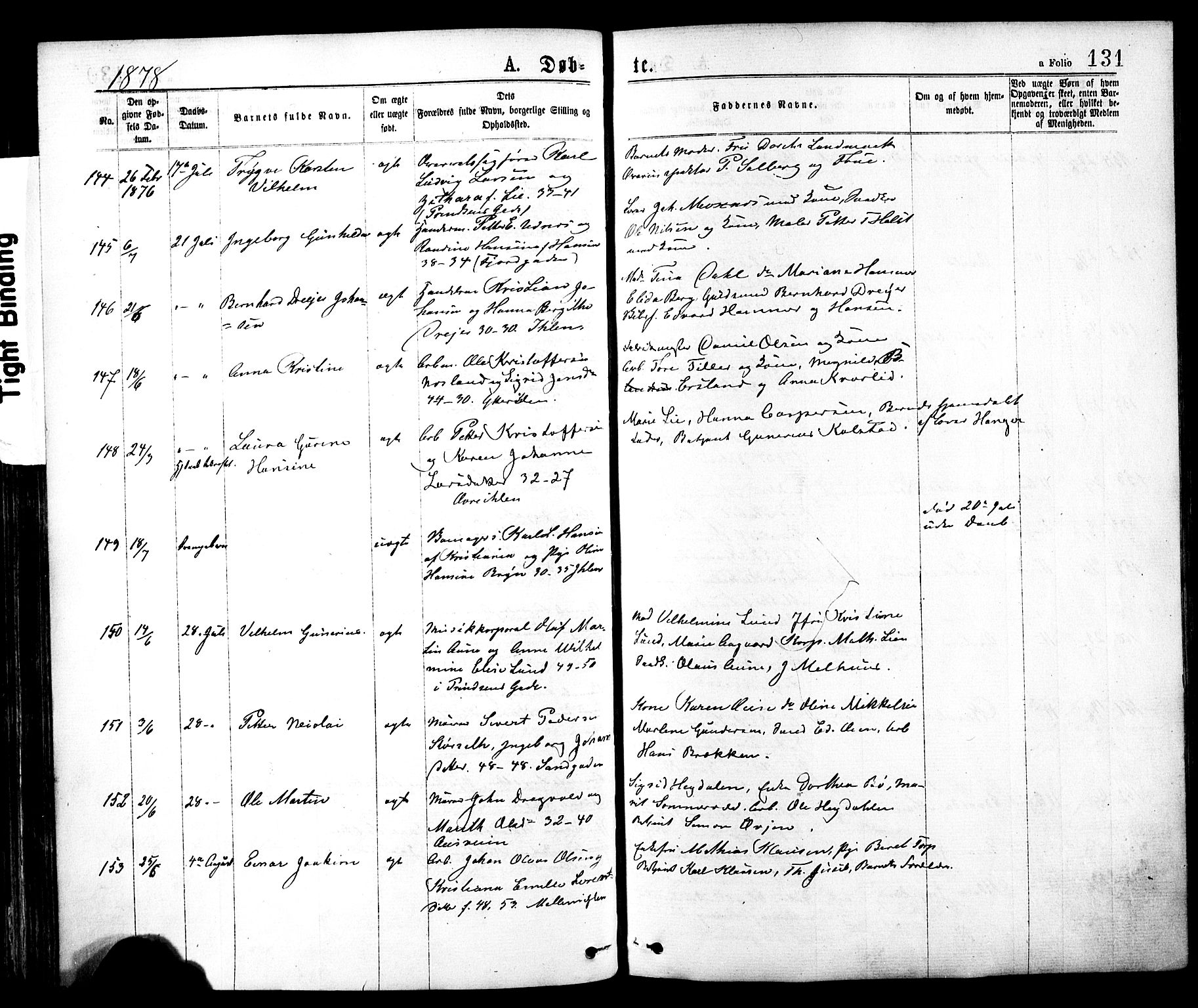 Ministerialprotokoller, klokkerbøker og fødselsregistre - Sør-Trøndelag, SAT/A-1456/602/L0118: Ministerialbok nr. 602A16, 1873-1879, s. 131