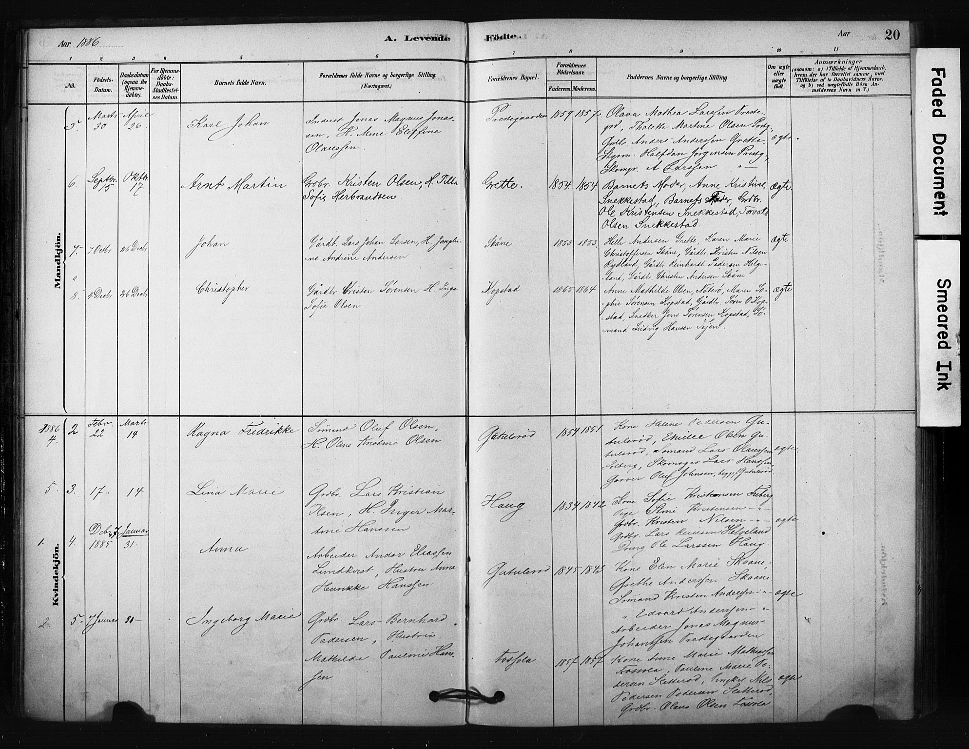 Borre kirkebøker, AV/SAKO-A-338/F/Fc/L0001: Ministerialbok nr. III 1, 1878-1896, s. 20