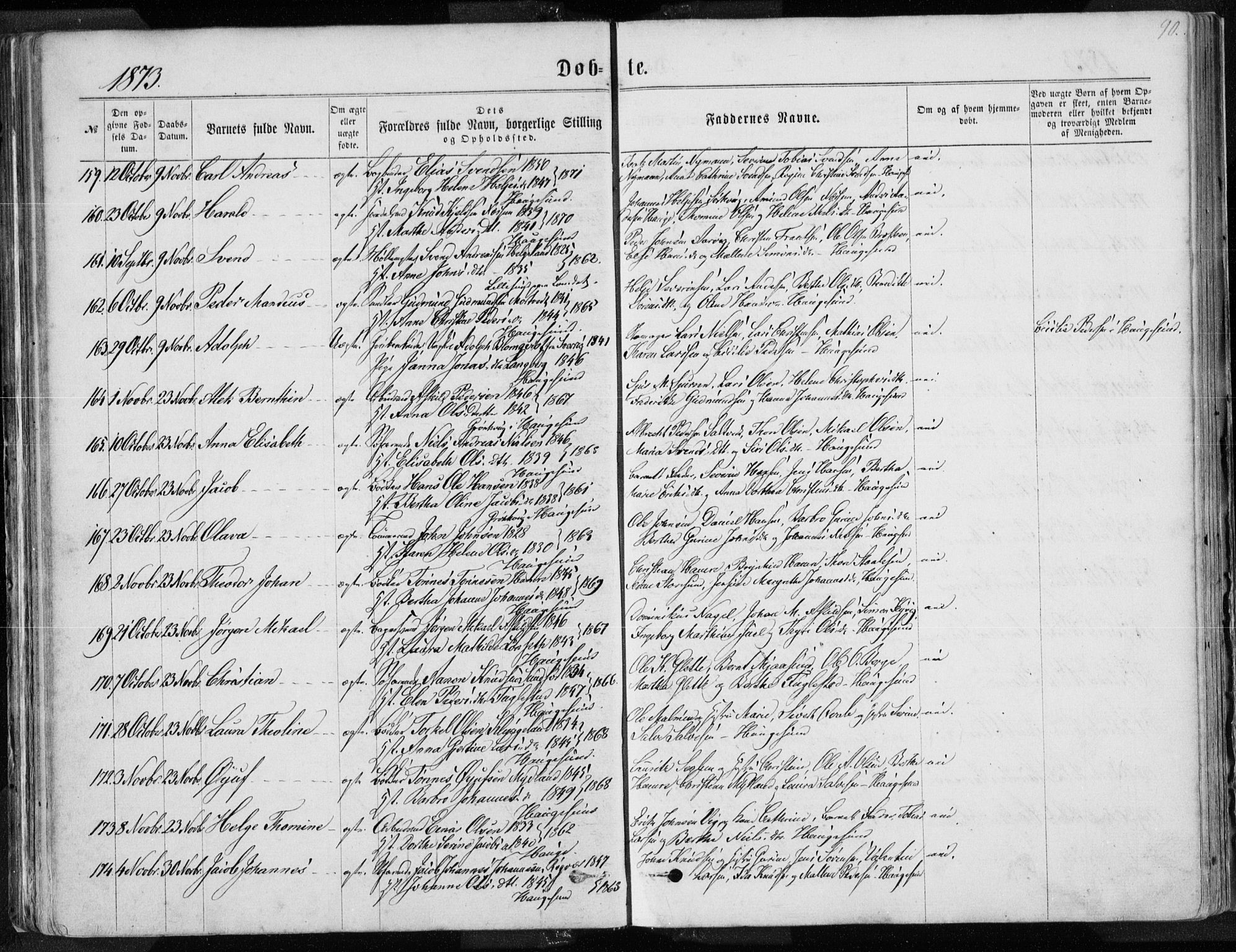 Torvastad sokneprestkontor, AV/SAST-A -101857/H/Ha/Haa/L0012: Ministerialbok nr. A 12.1, 1867-1877, s. 90