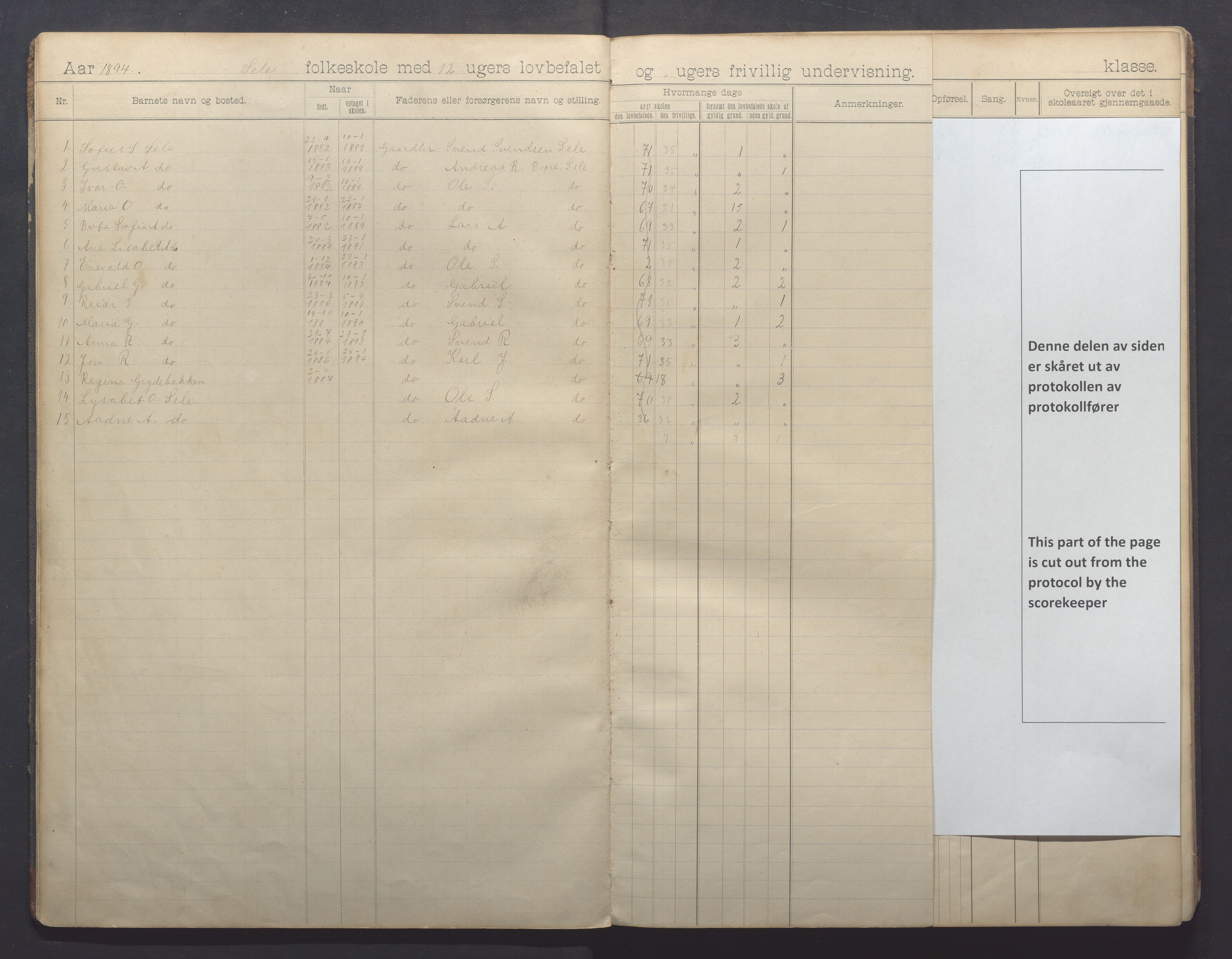 Klepp kommune - Sele skule, IKAR/K-100296/H/L0002: Skoleprotokoll, 1894-1902, s. 7