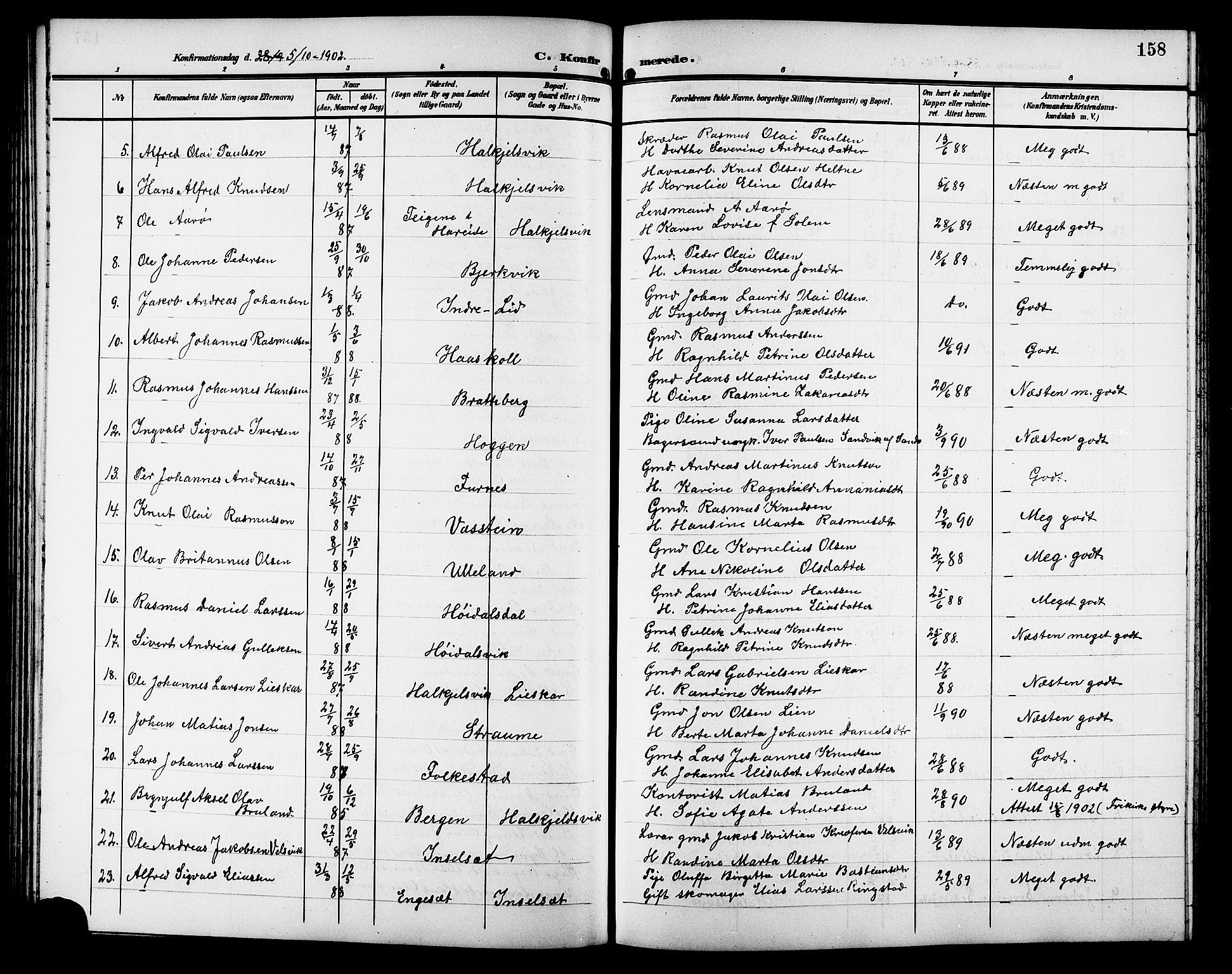 Ministerialprotokoller, klokkerbøker og fødselsregistre - Møre og Romsdal, AV/SAT-A-1454/511/L0159: Klokkerbok nr. 511C05, 1902-1920, s. 158
