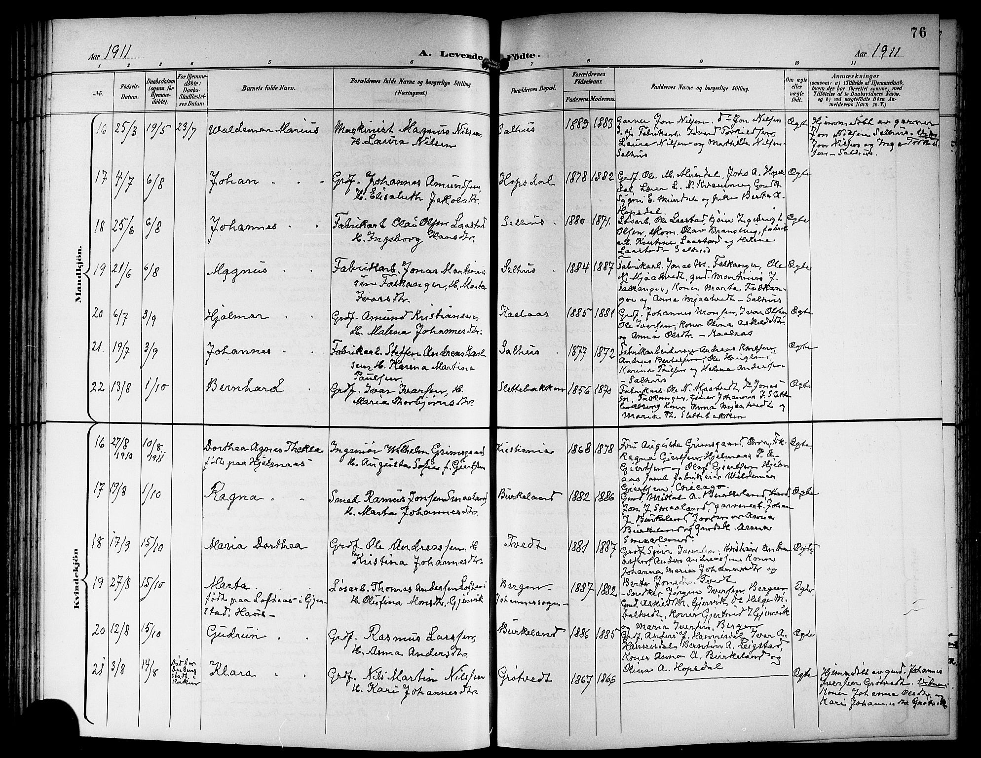 Hamre sokneprestembete, AV/SAB-A-75501/H/Ha/Hab: Klokkerbok nr. B 4, 1898-1919, s. 76