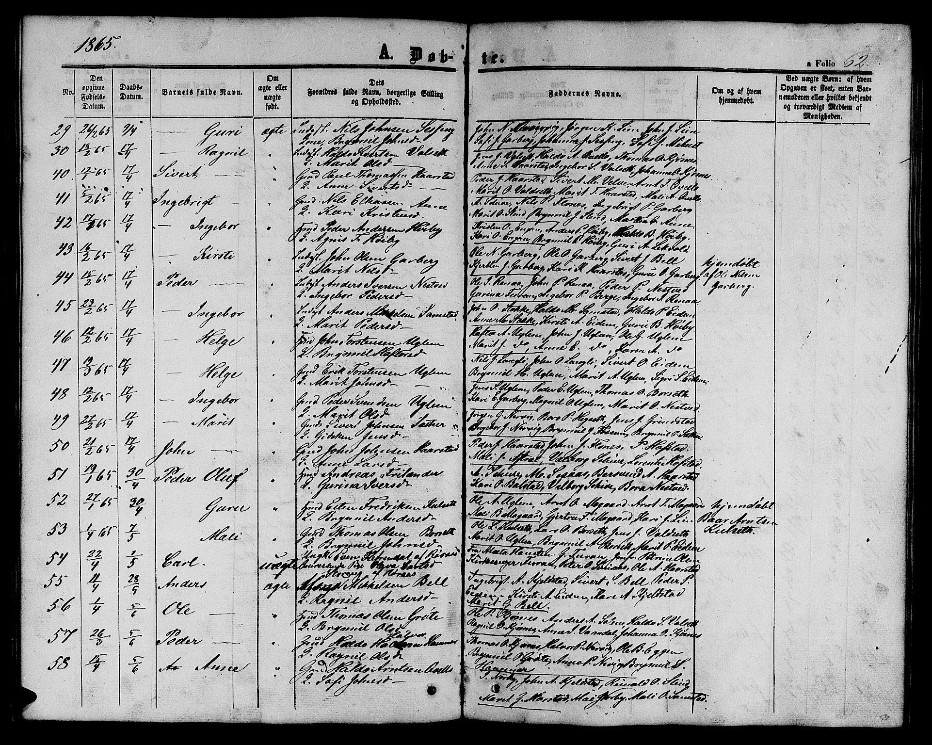 Ministerialprotokoller, klokkerbøker og fødselsregistre - Sør-Trøndelag, SAT/A-1456/695/L1155: Klokkerbok nr. 695C06, 1859-1868, s. 62