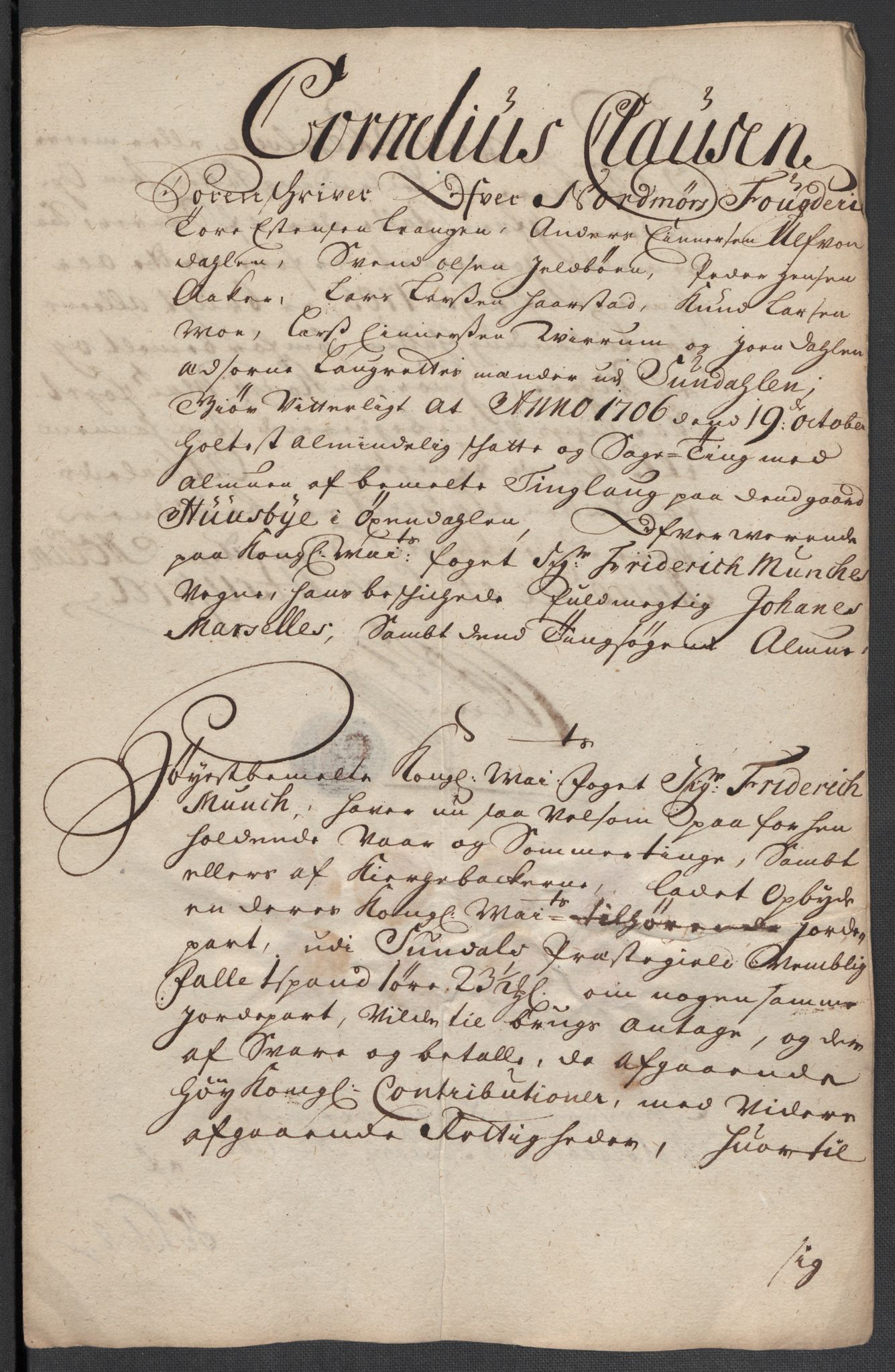 Rentekammeret inntil 1814, Reviderte regnskaper, Fogderegnskap, AV/RA-EA-4092/R56/L3742: Fogderegnskap Nordmøre, 1706-1707, s. 143