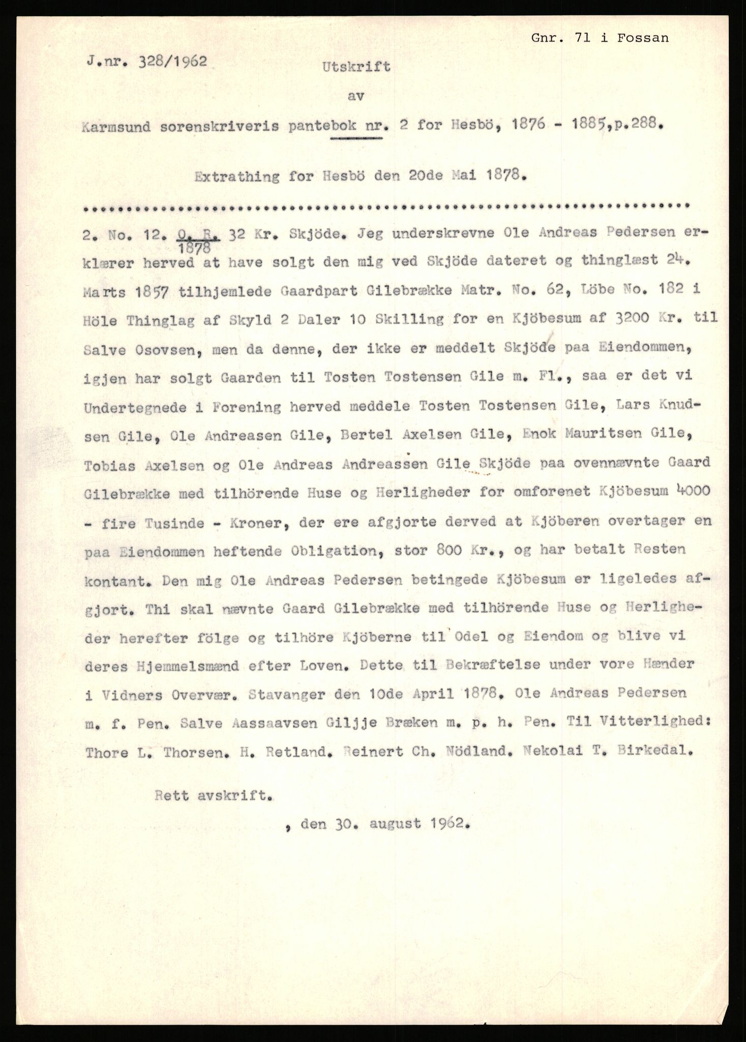 Statsarkivet i Stavanger, AV/SAST-A-101971/03/Y/Yj/L0025: Avskrifter sortert etter gårdsnavn: Garpestad - Gjerde, 1750-1930, s. 356